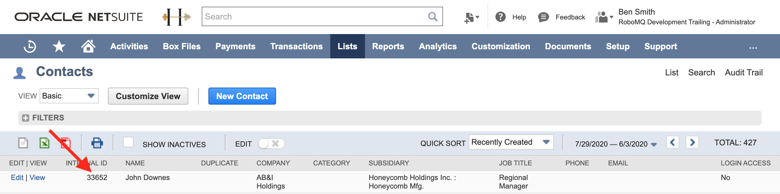 Discovering Netsuite's Internal ID