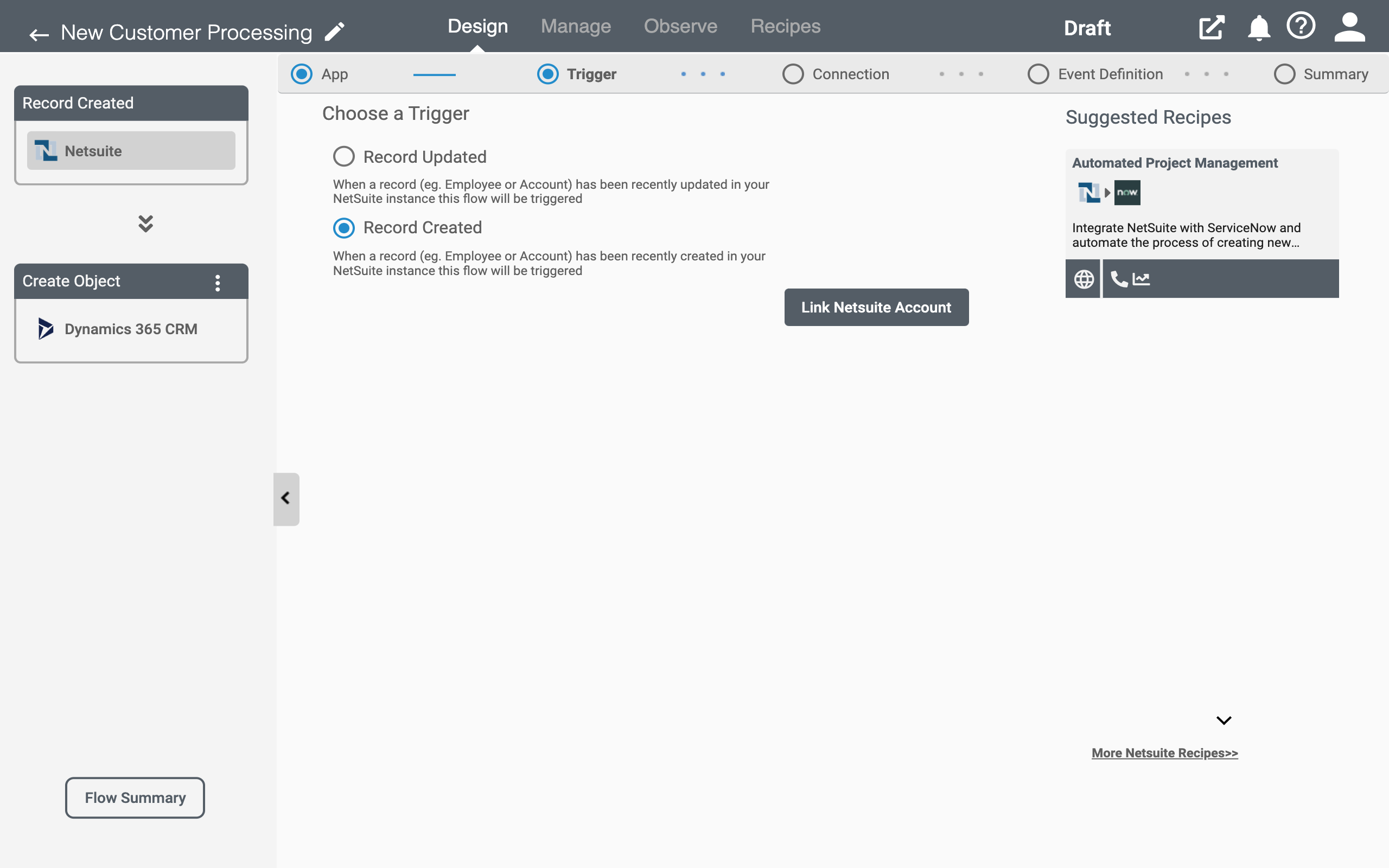 Triggers for NetSuite Application on RoboMQ Connect