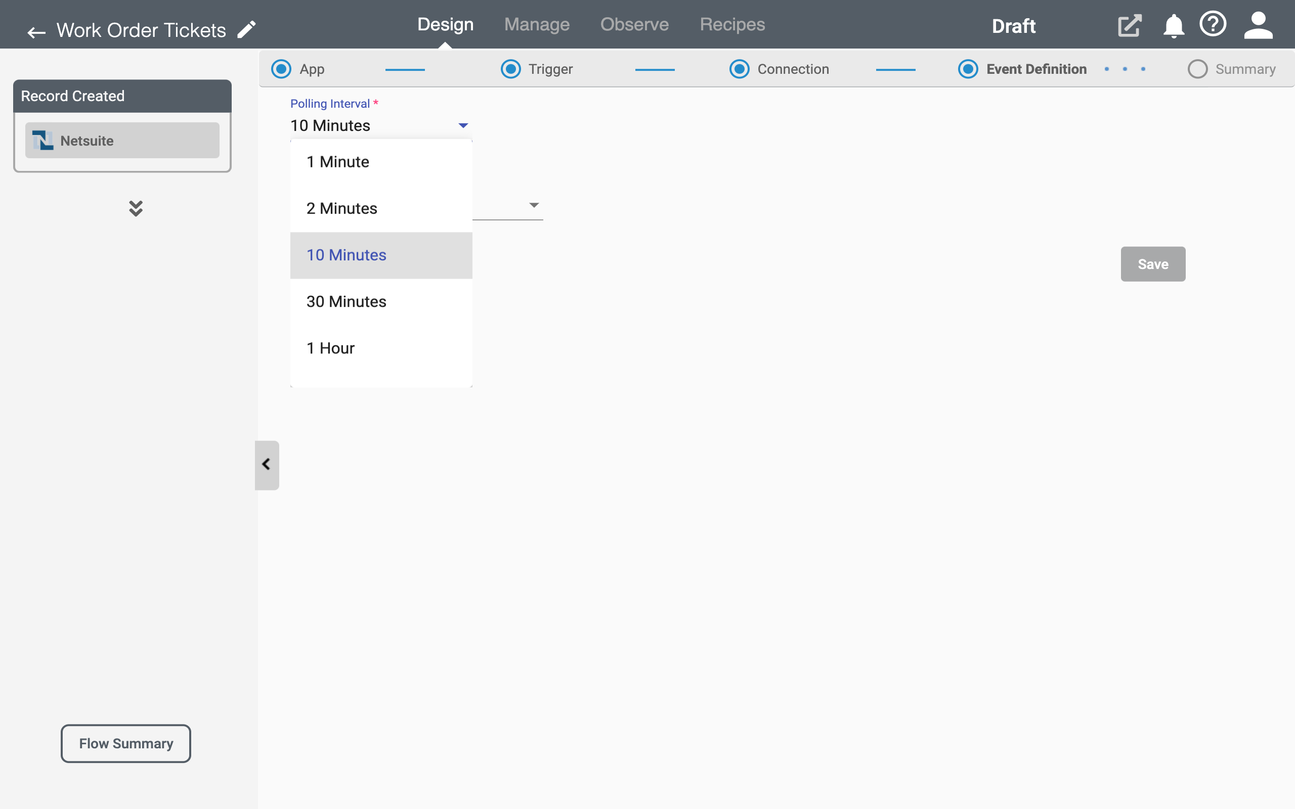 Polling Interval for NetSuite Triggers on Connect