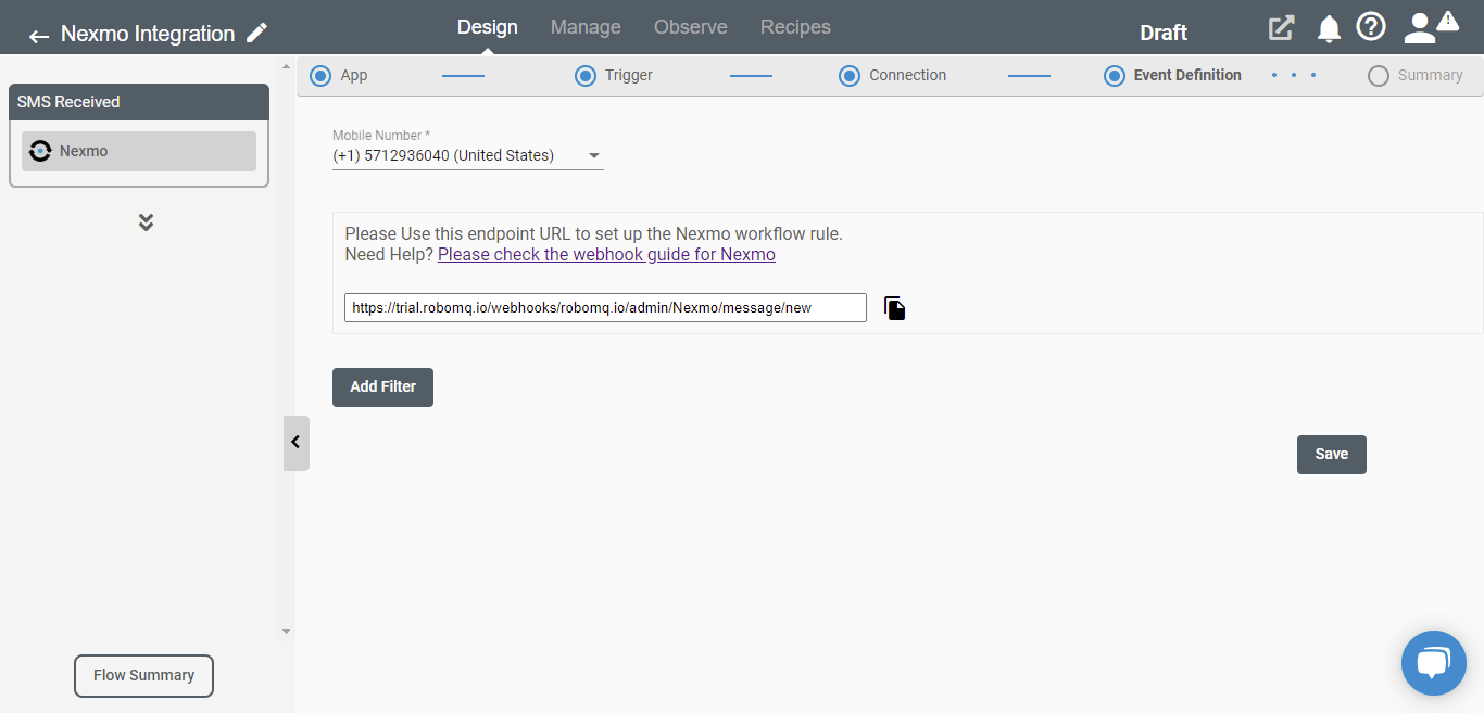 Setting up Nexmo Trigger on Connect iPaaS