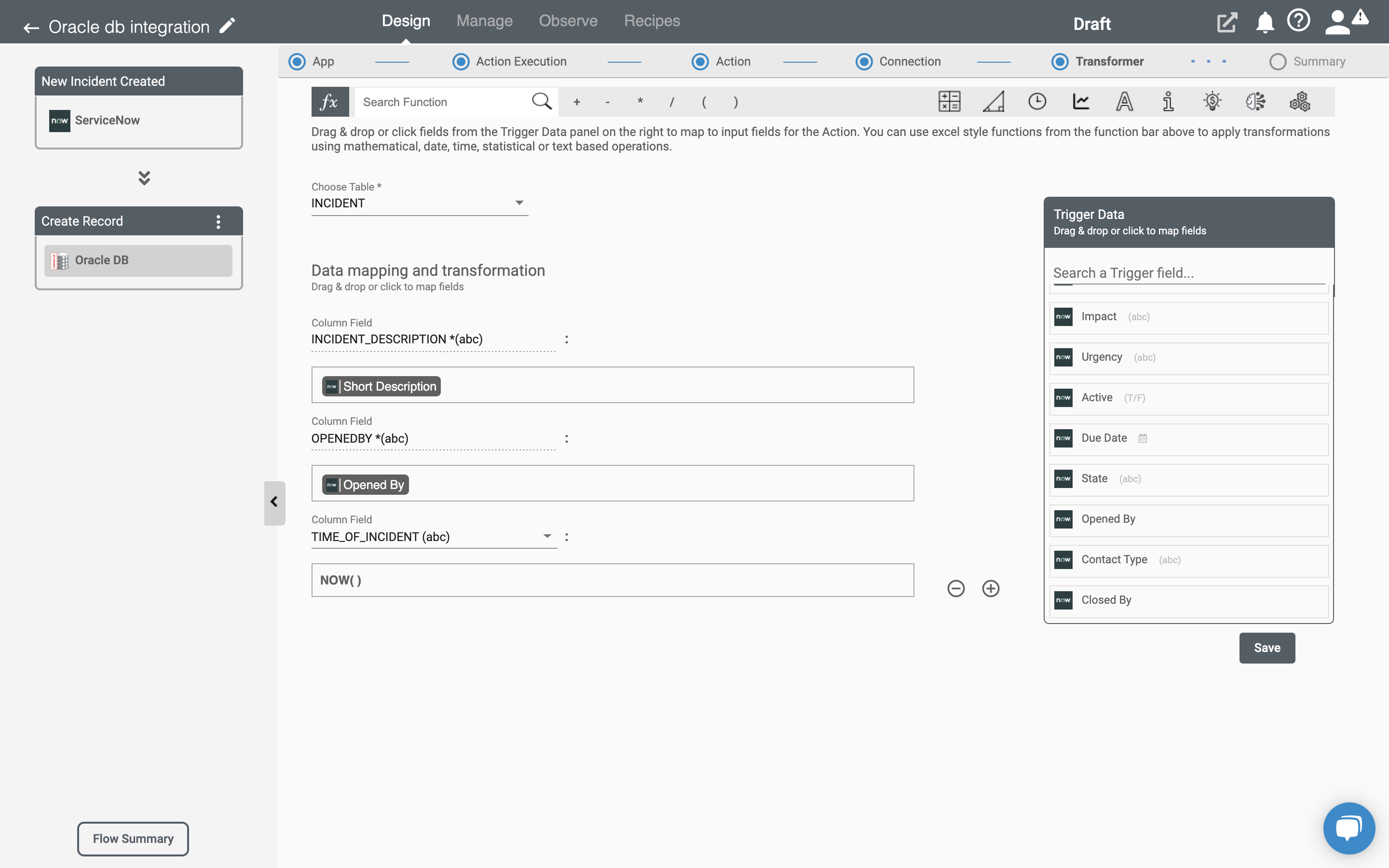 Oracle database Data mapping and transformation