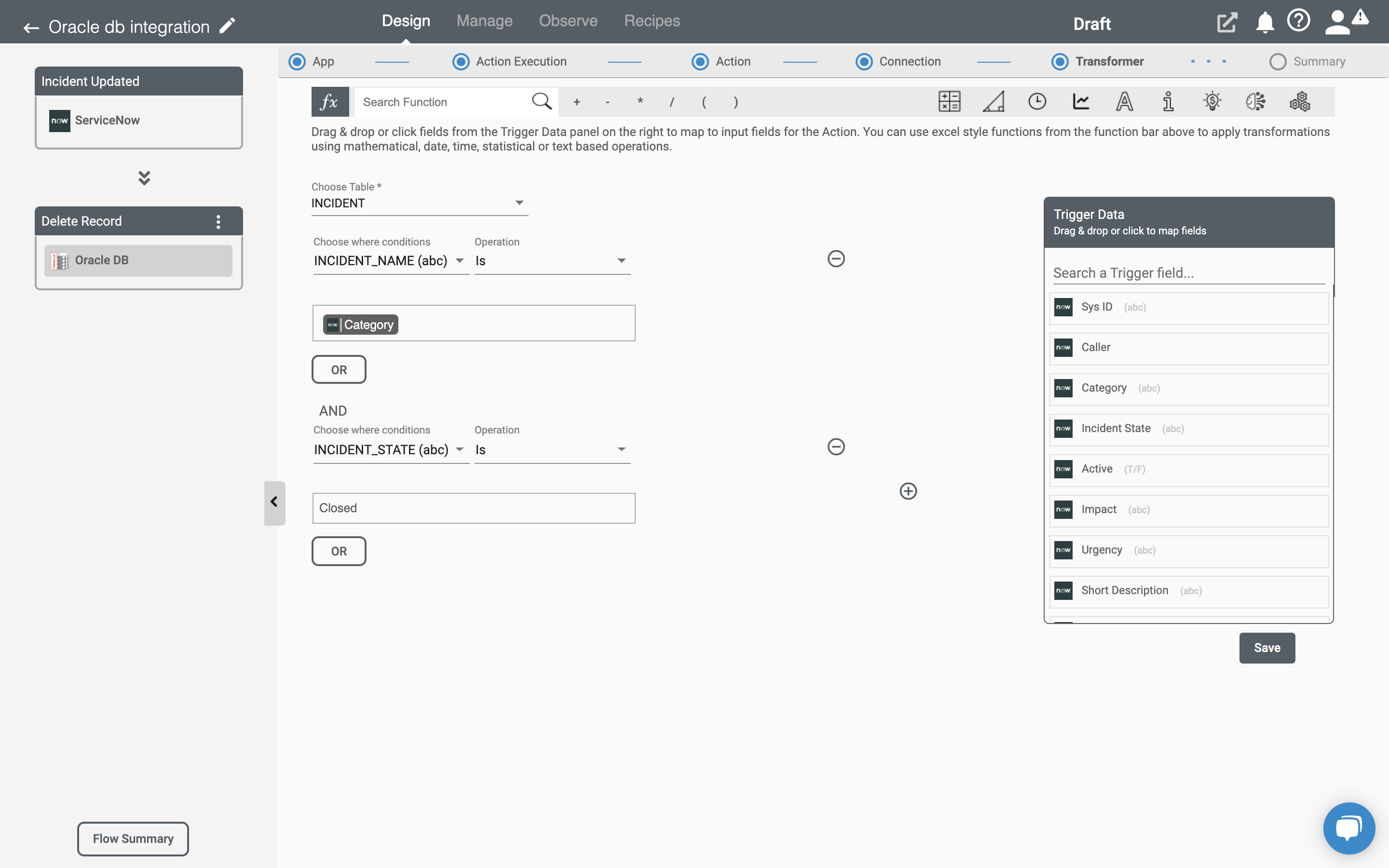 Oracle Database Delete record