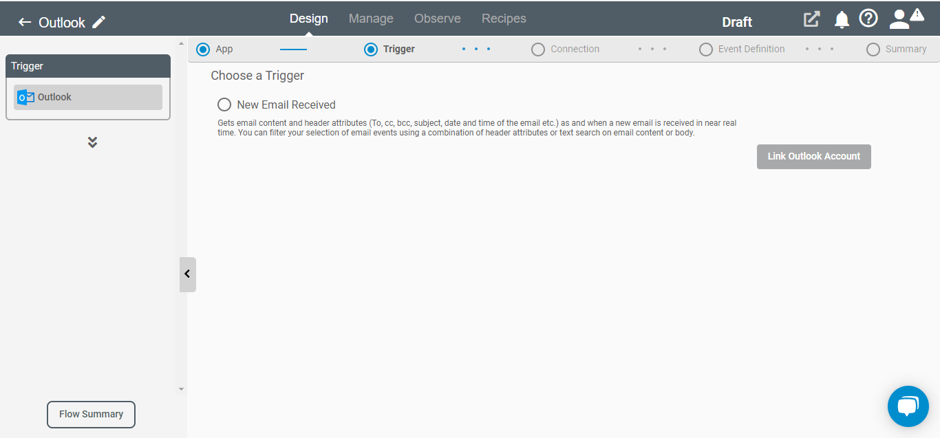 Trigger for Outlook Application on Connect iPaaS