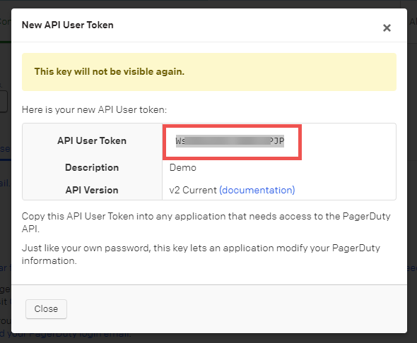  PagerDuty - New API User Token