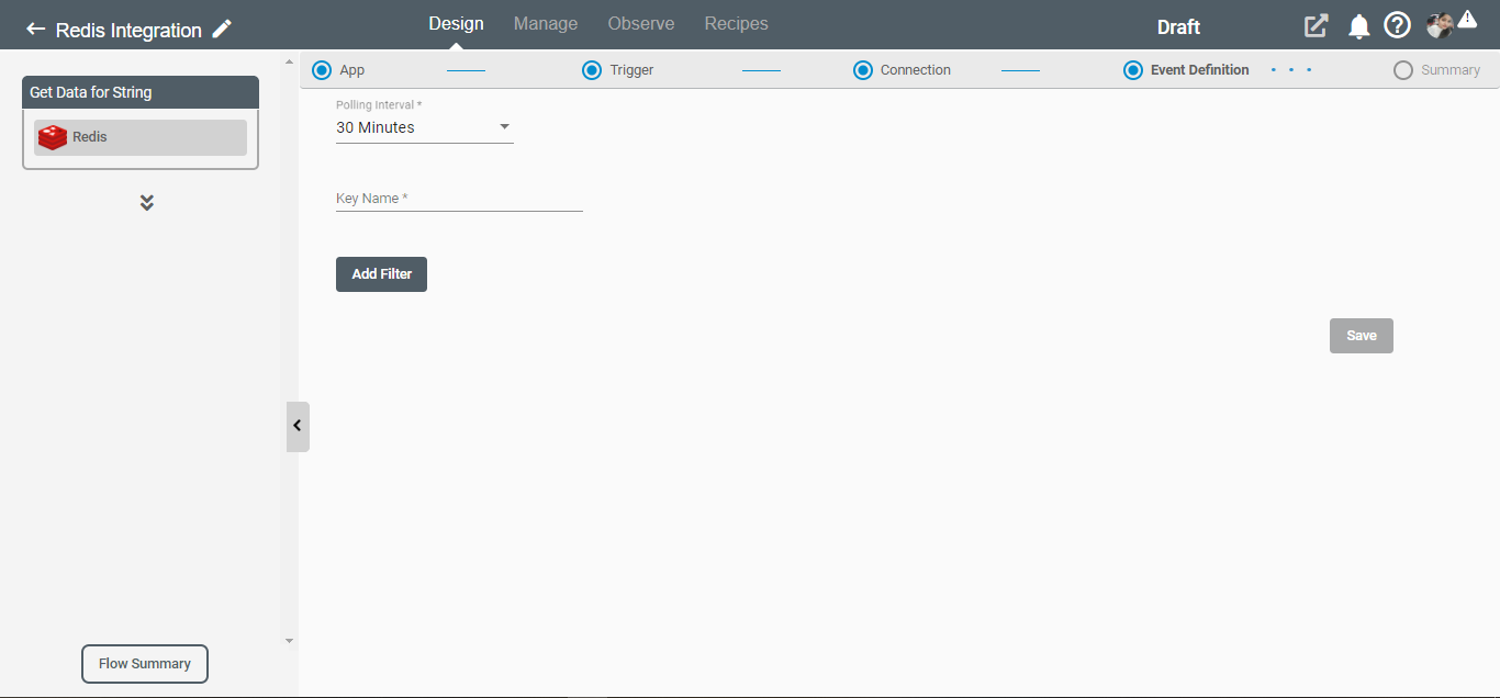  Get Data for String as a Trigger in Redis Application on Connect iPaaS