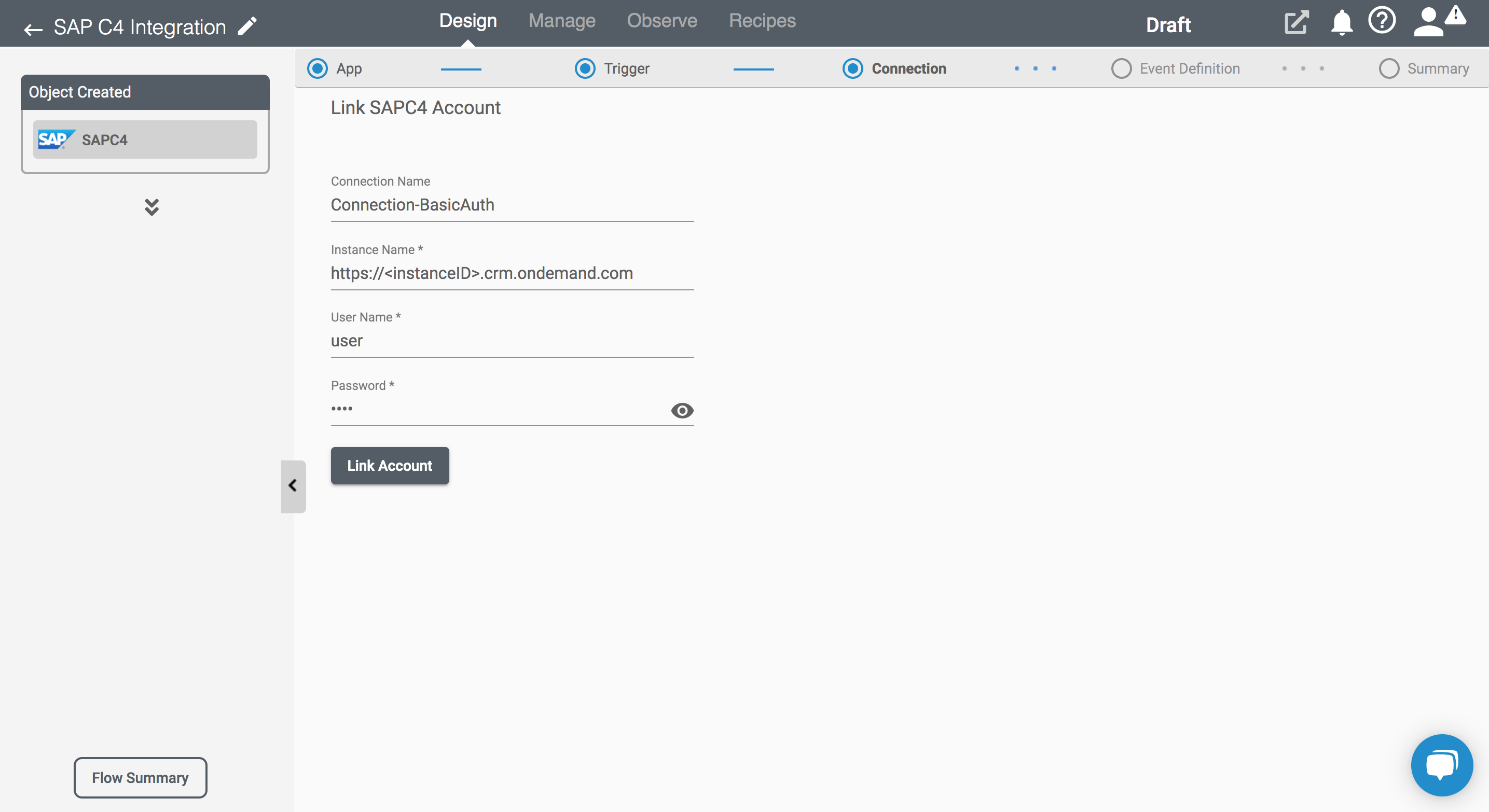 Connection for SAP C4