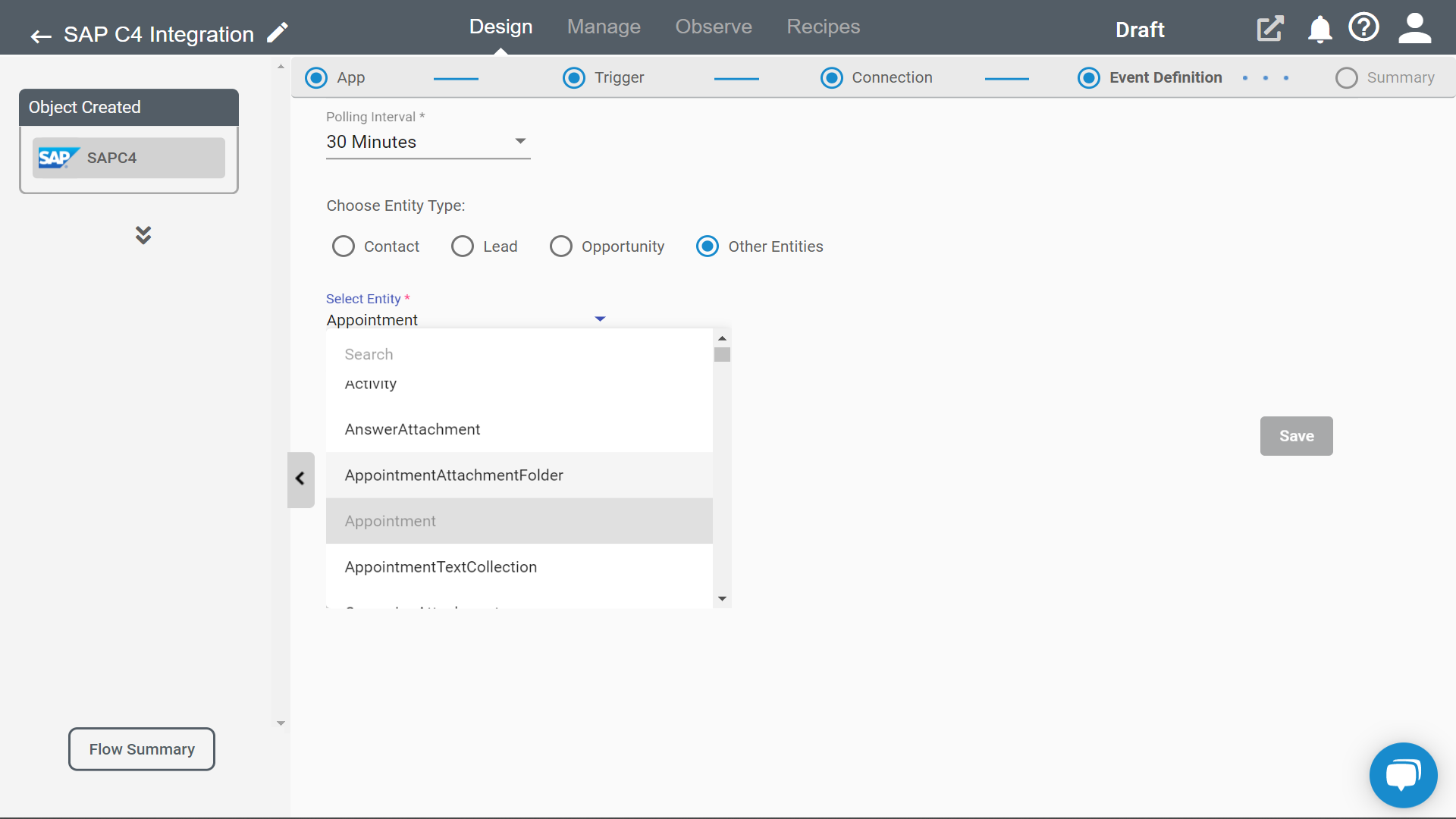 Select SAP C4 object in trigger