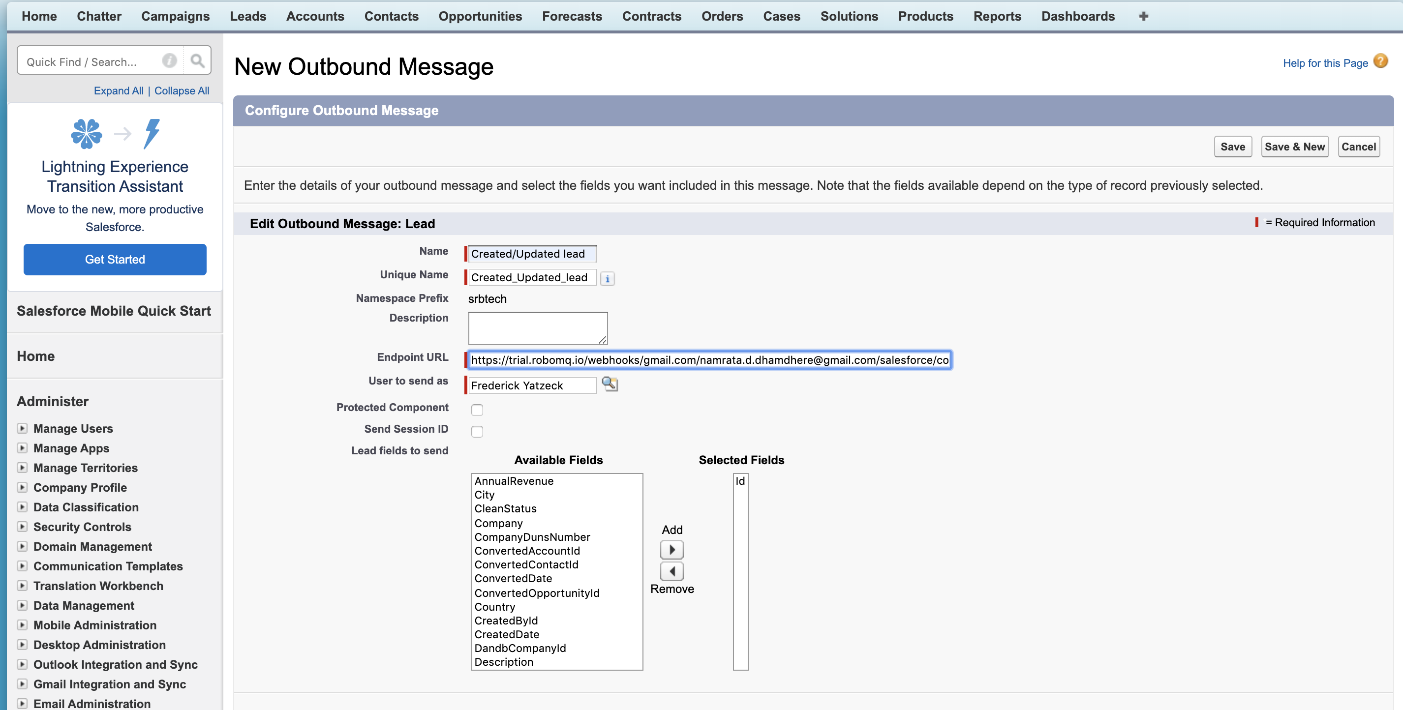 Salesforce Edit Outbound Message