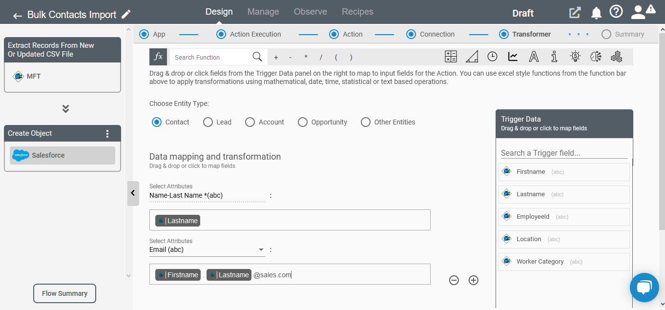 Create Object in Salesforce Application on Connect iPaas