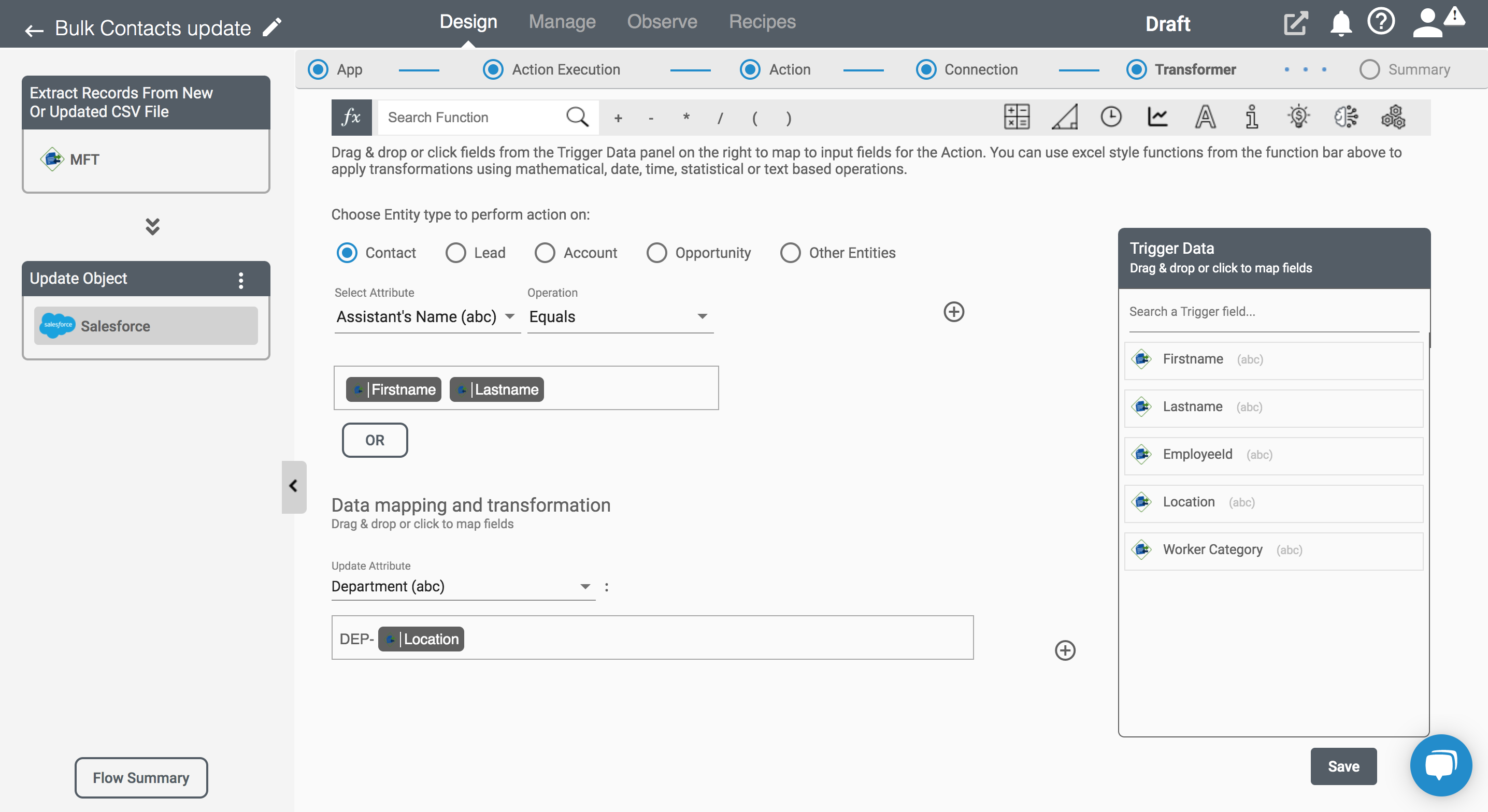 Update Object in Salesforce Application on Connect iPaas