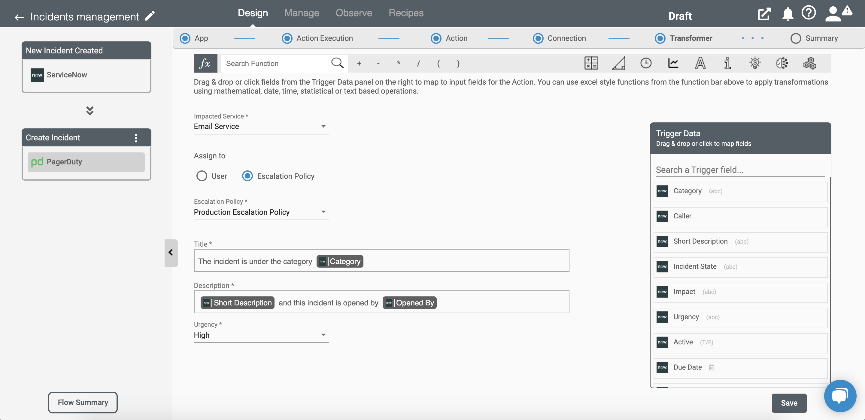 ServiceNow data mapping and transformation