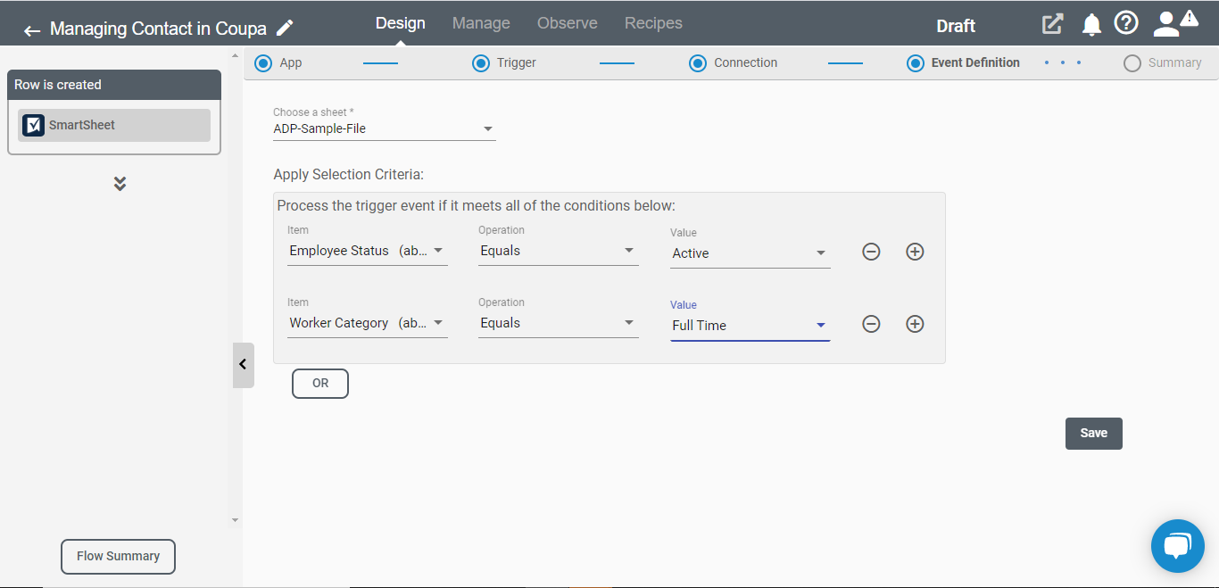 Smartsheet Event Filters