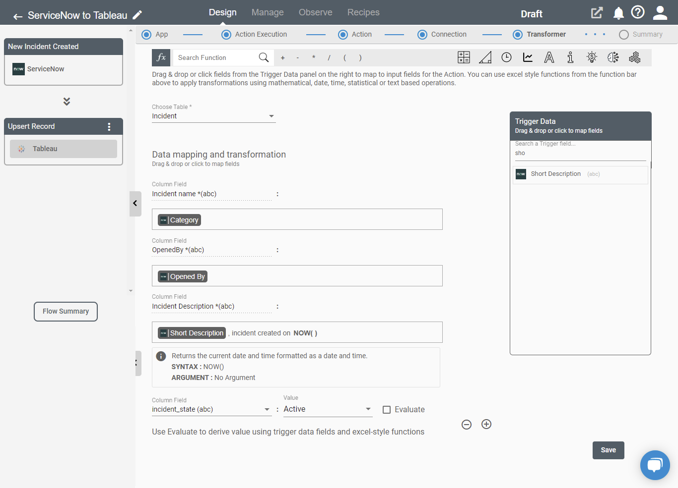 Tableau Upsert record