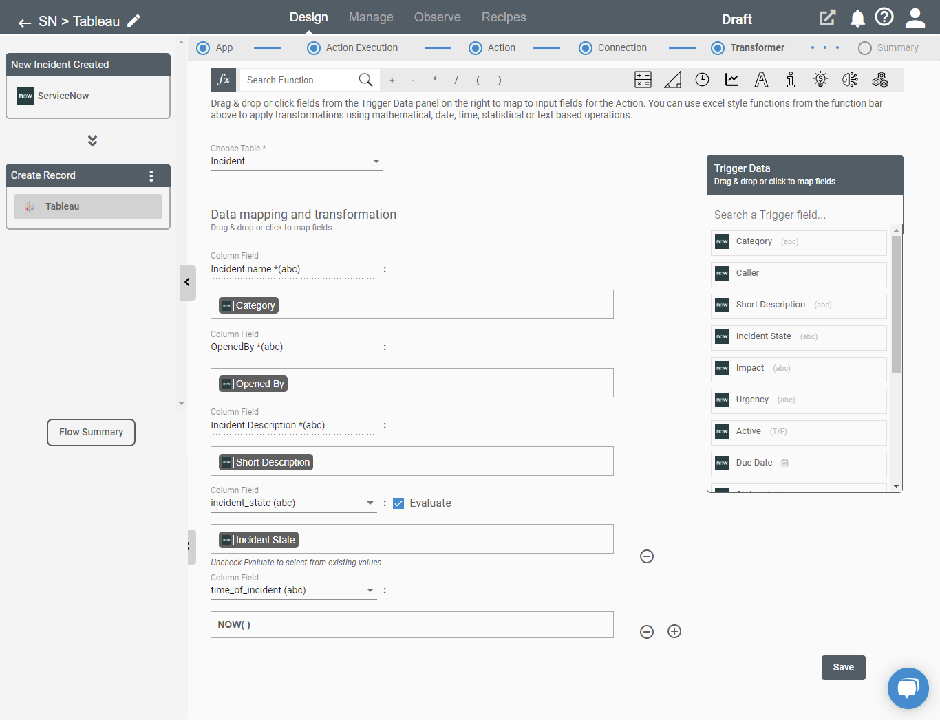 Tableau Data mapping and transformation