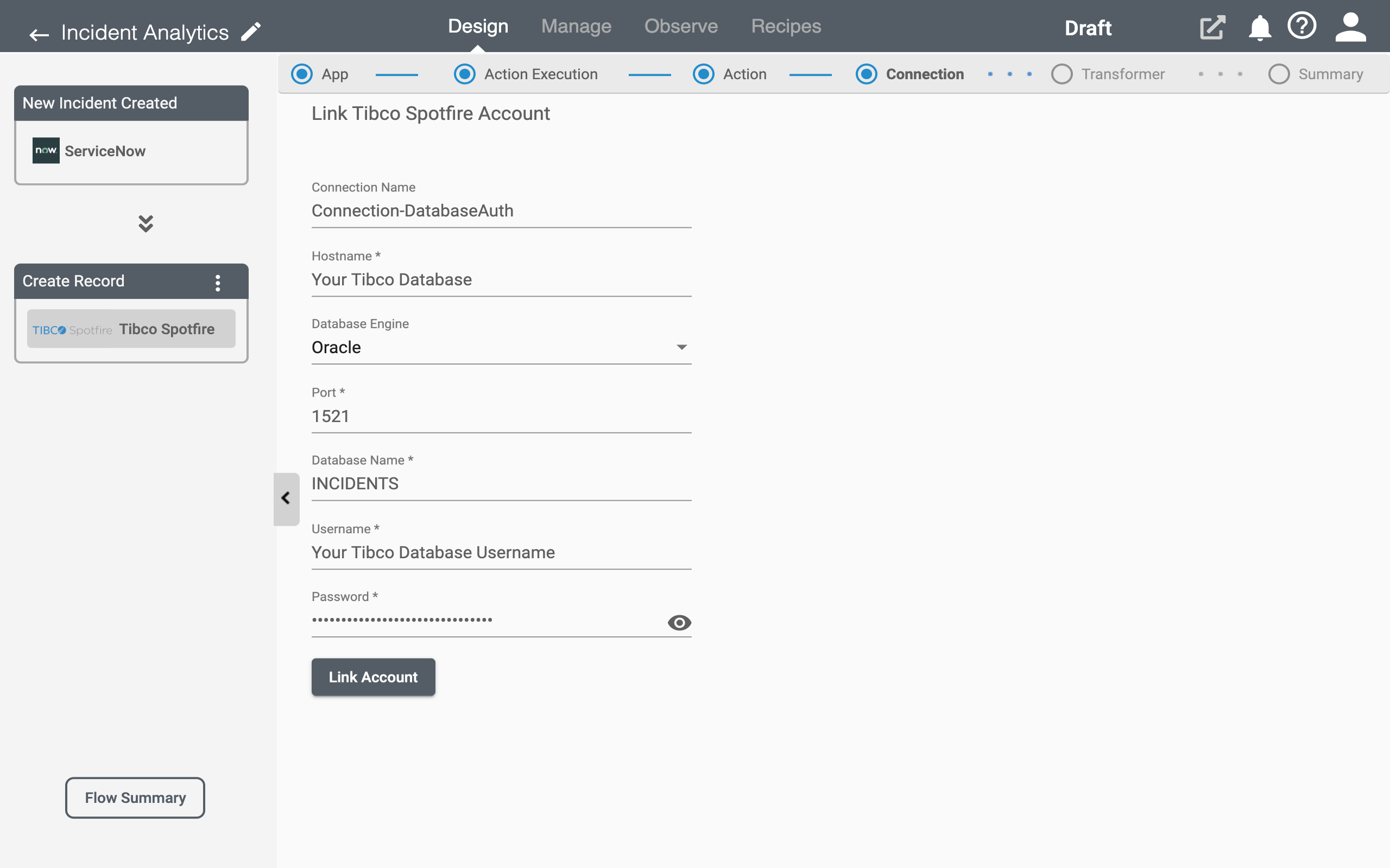 Connection Page for Tibco Spotfire