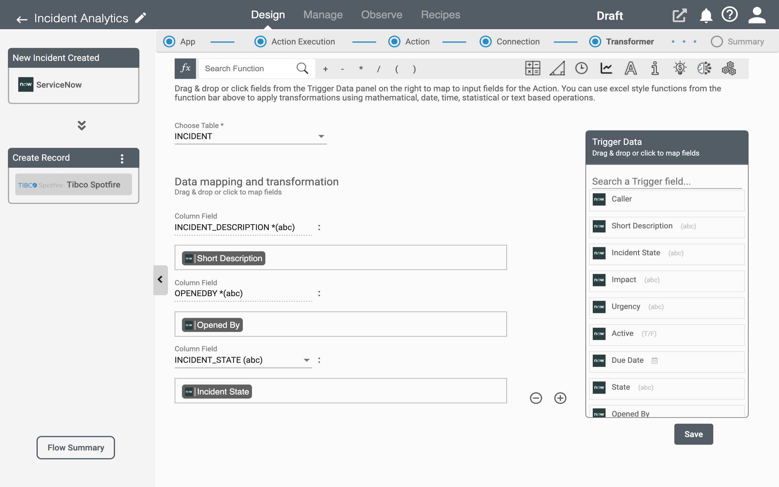 Tibco Spotfire Data mapping and transformation