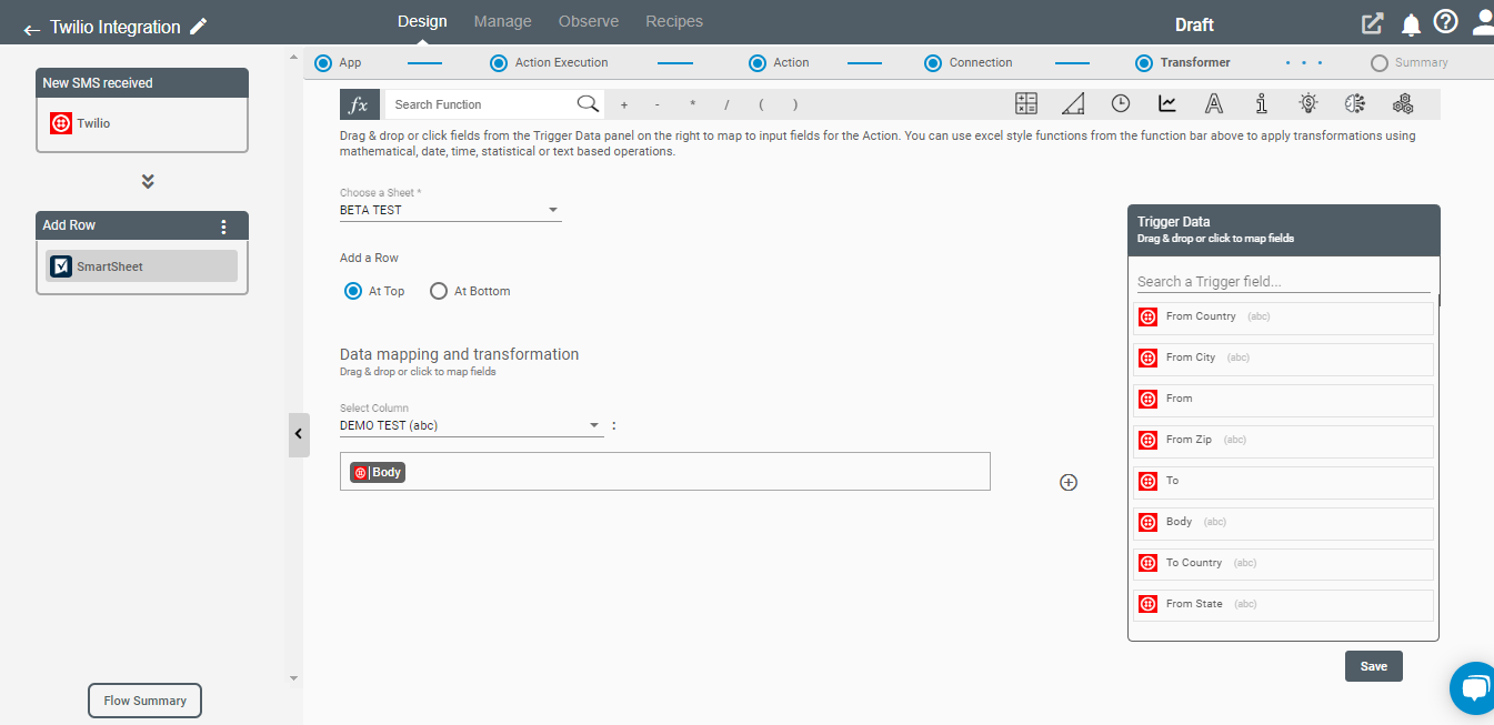 Data Mapping on Twilio application