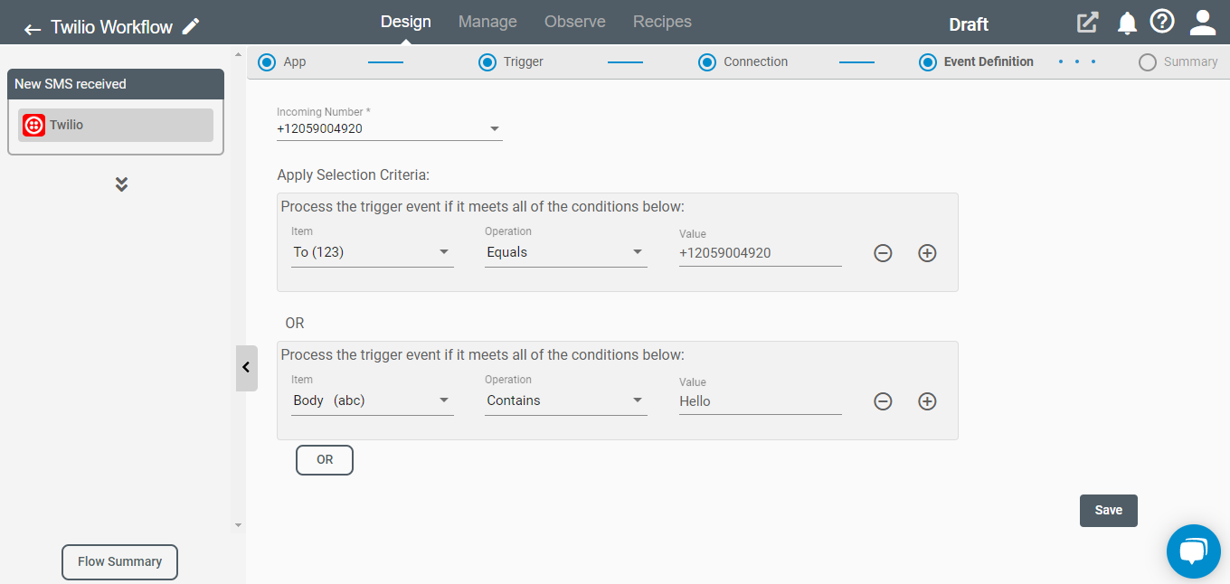 Event Filters for Twilio