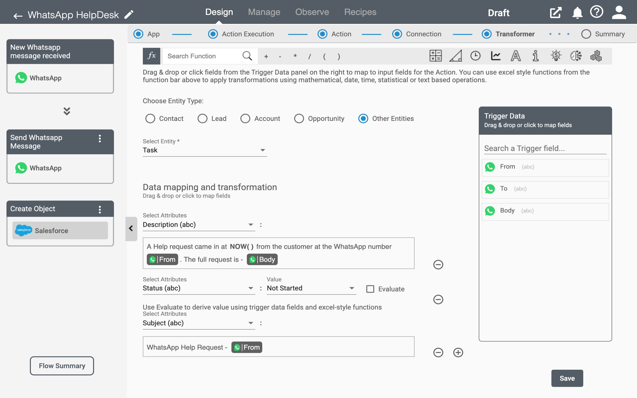 Data Mapping on Whatsapp application