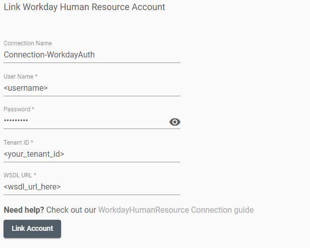 "Workday HRM Connection Page"