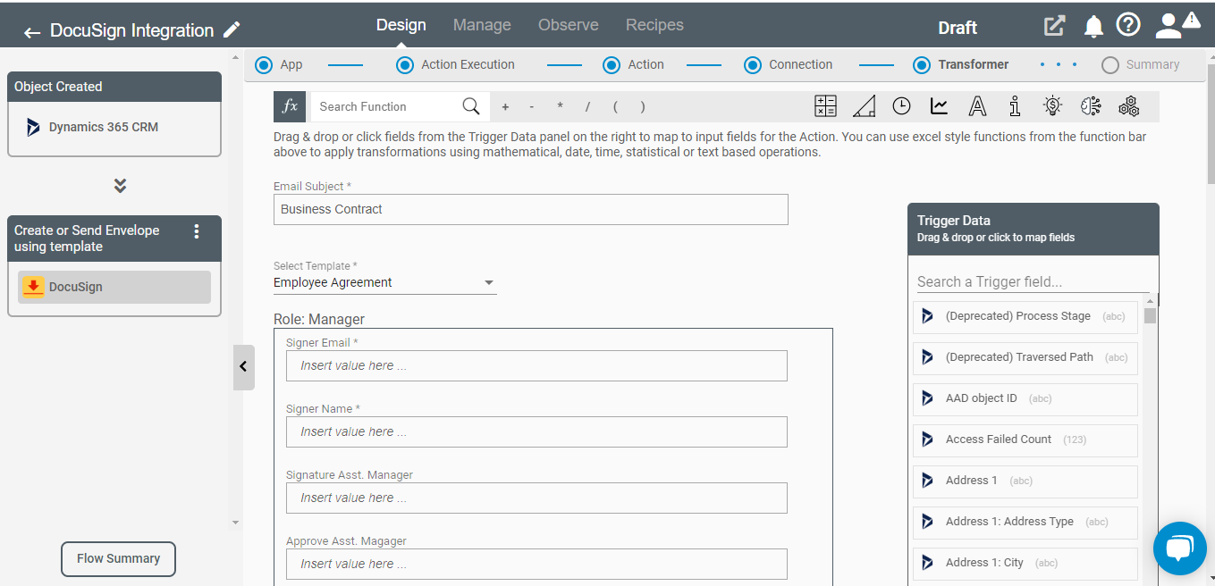 Setting up DocuSign Action