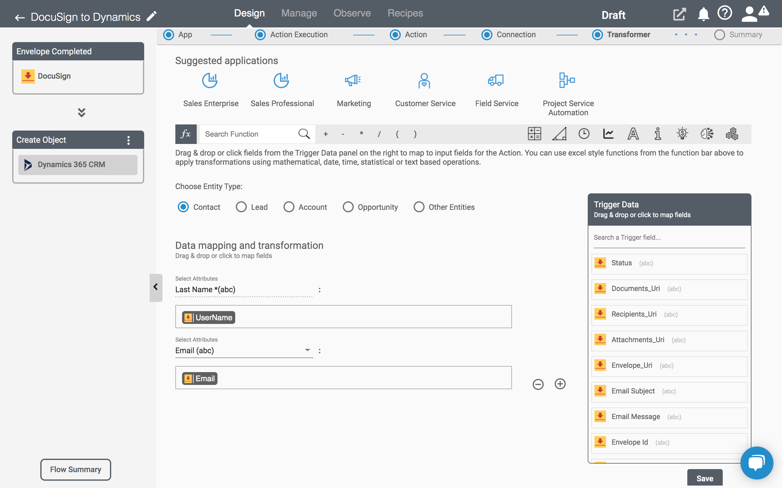 Data Mapping on DocuSign application