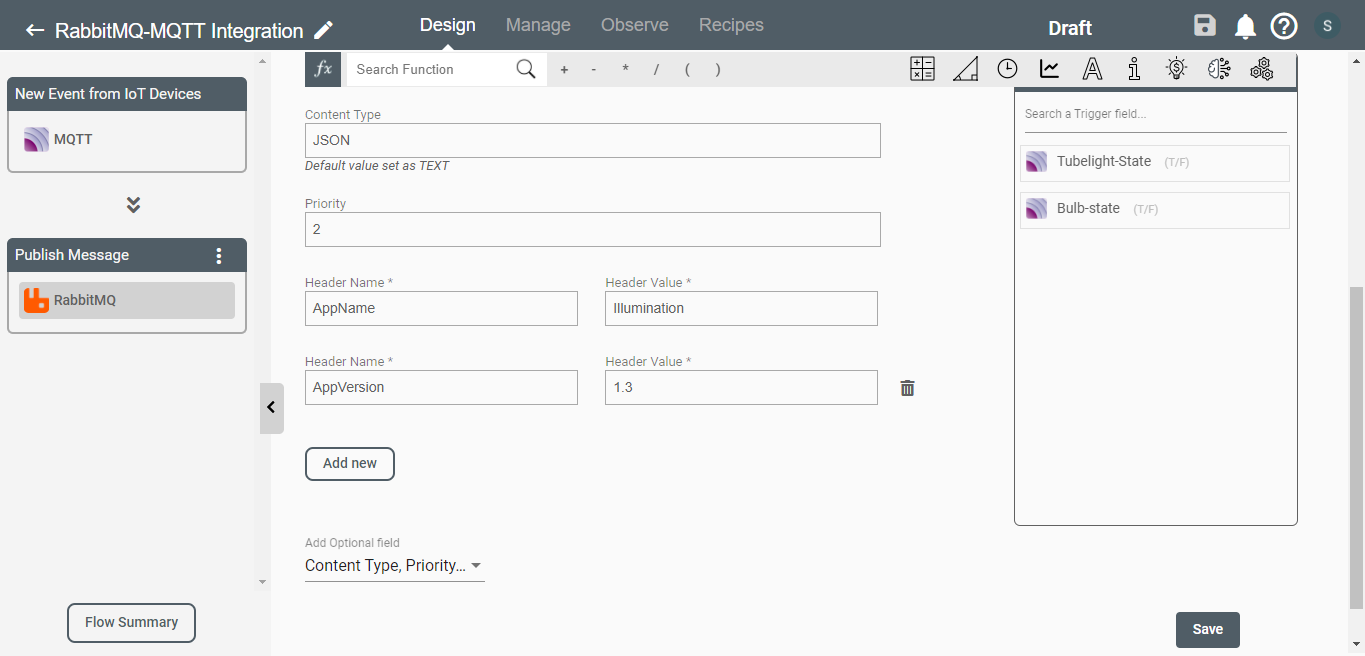 Custom headers in outgoing message on RabbitMQ