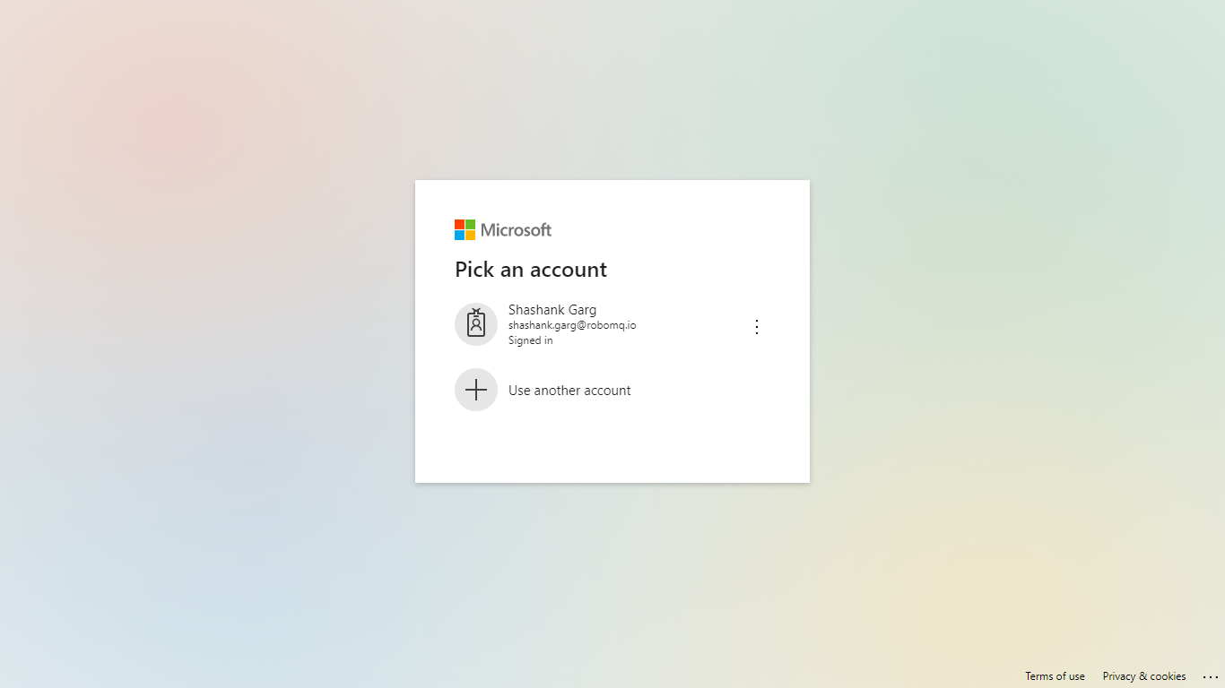 Microsoft account authorization screen