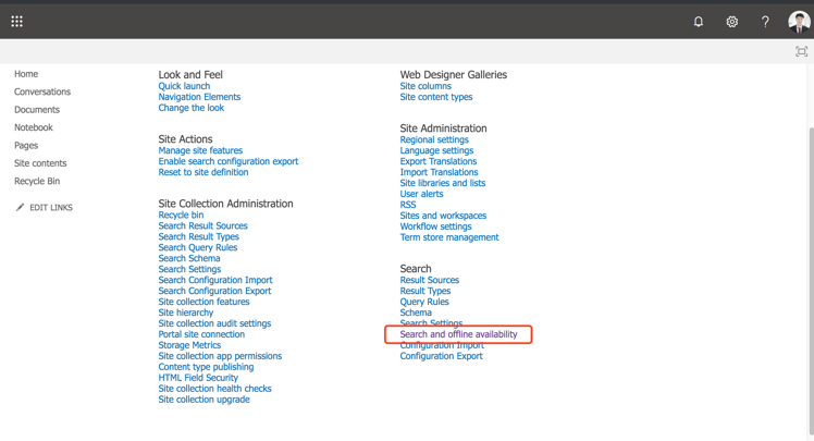 Search and offline availability