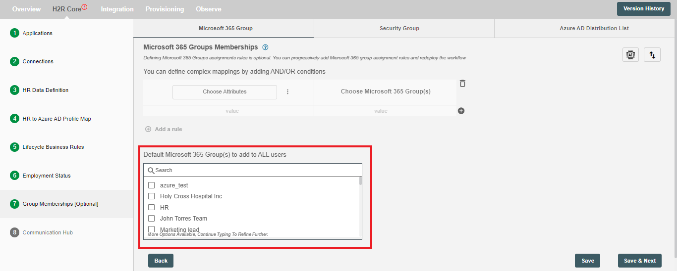 Microsoft 365 Groups Assignment Step
