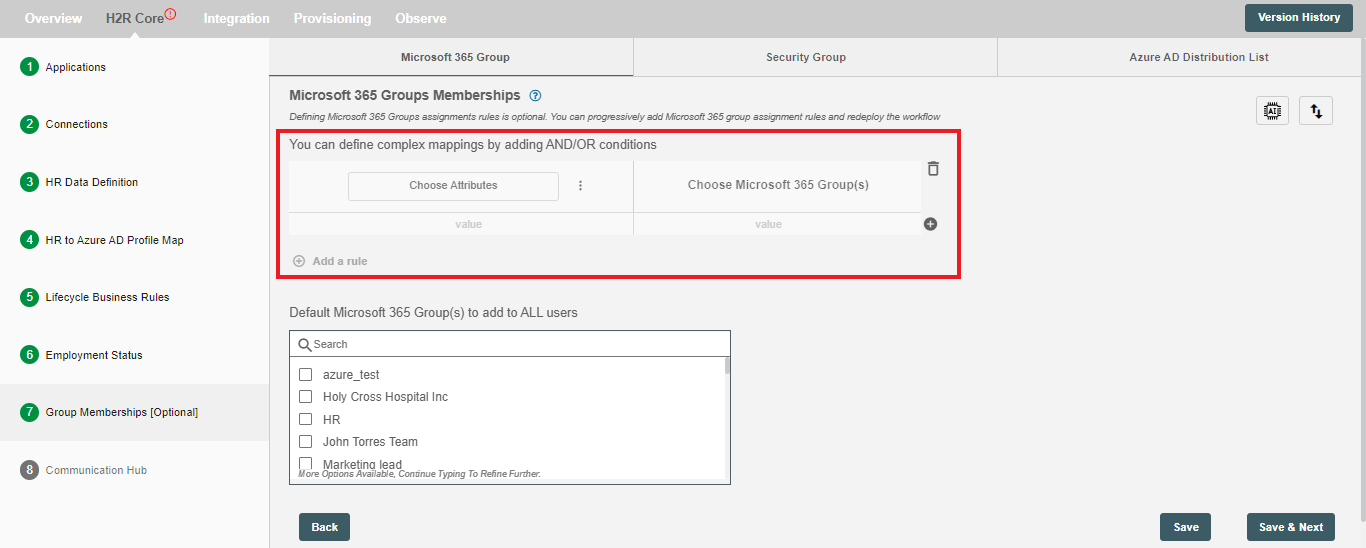 Define Microsoft 365 Groups Mapping Rule Form