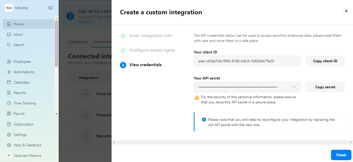 Custom Integration Credentials