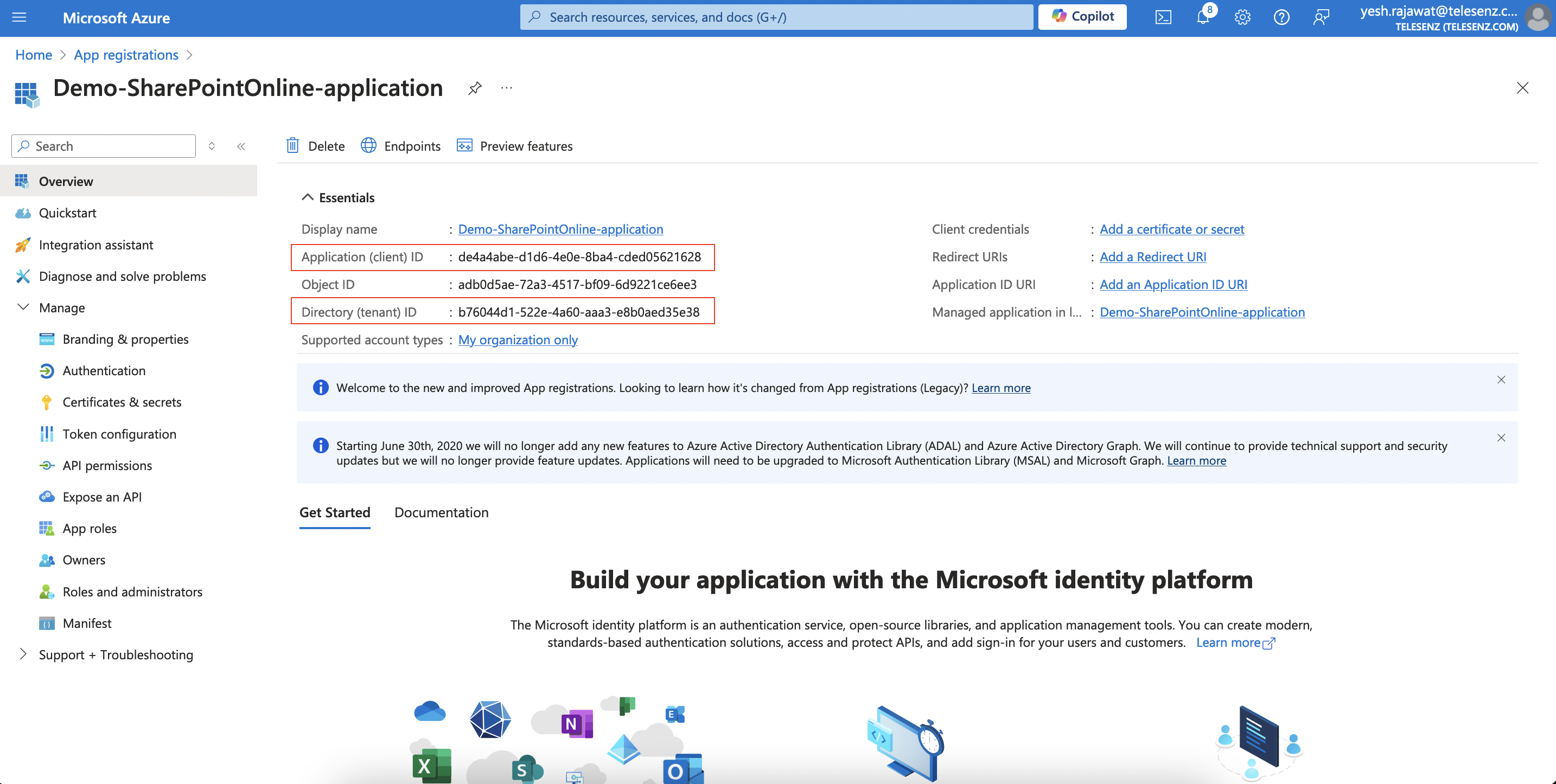 Overview Page of Application