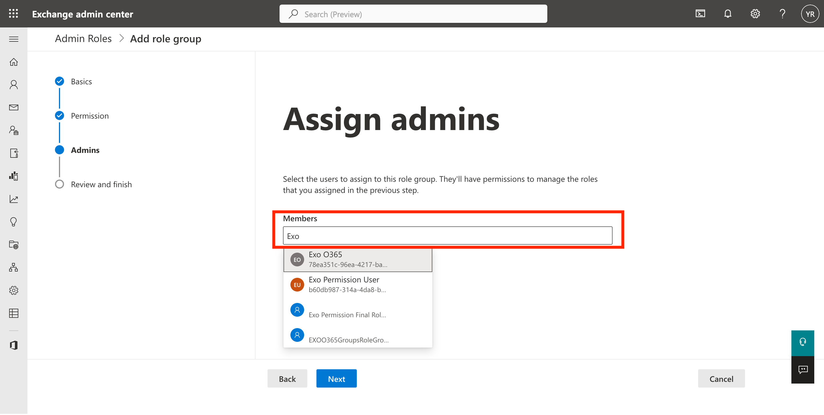 Add user as admin in Role Group