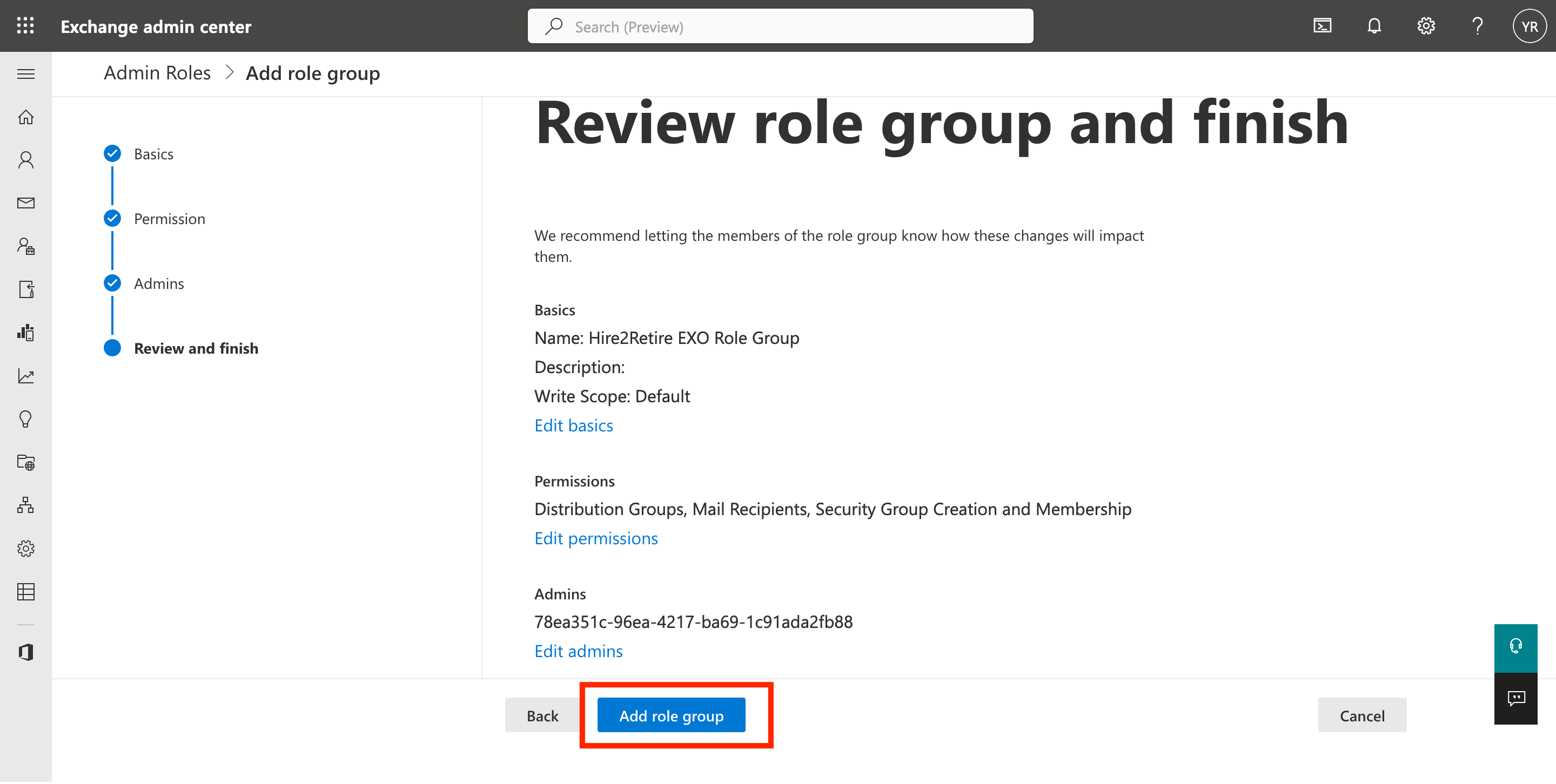 Review Role Group