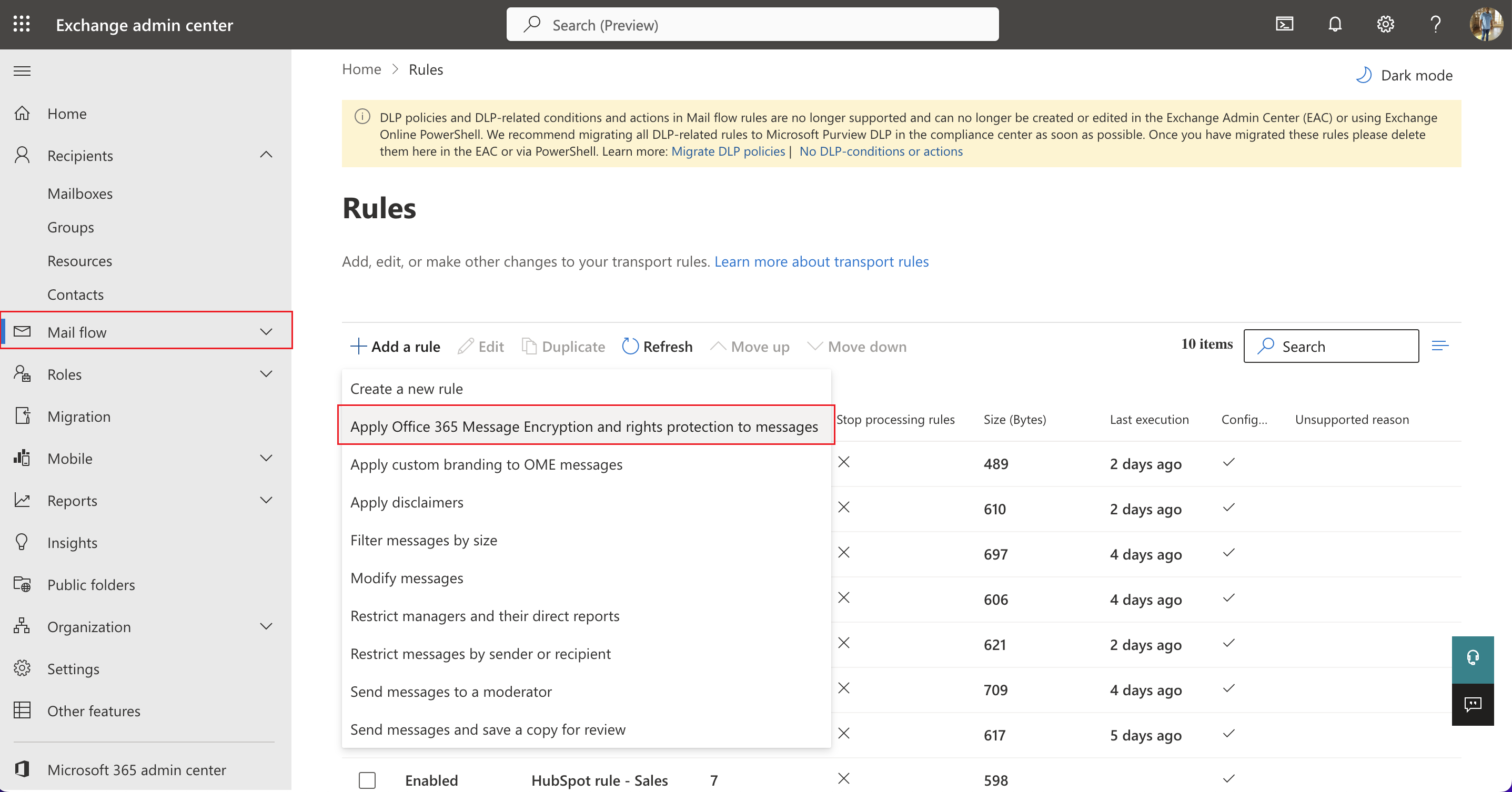 Mail Flow Rule