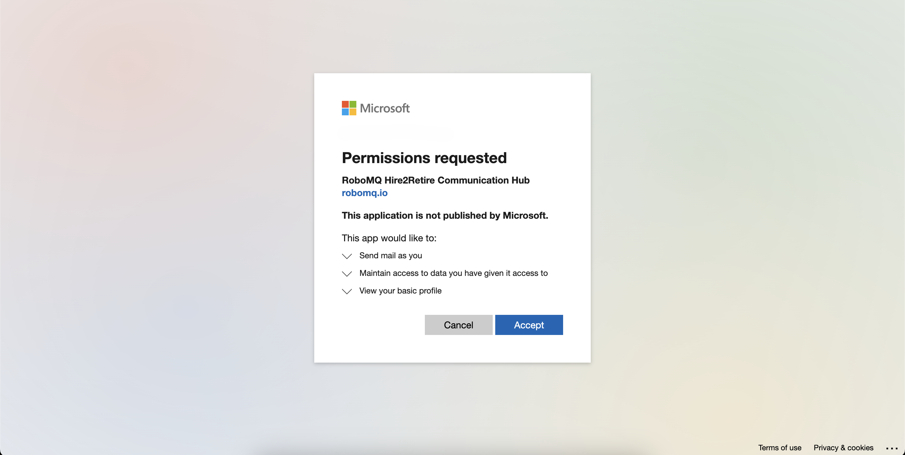 Outlook Service Provider Consent Screen