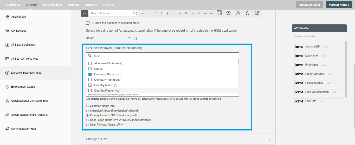 Exclude Employee Attributes on Rehiring 