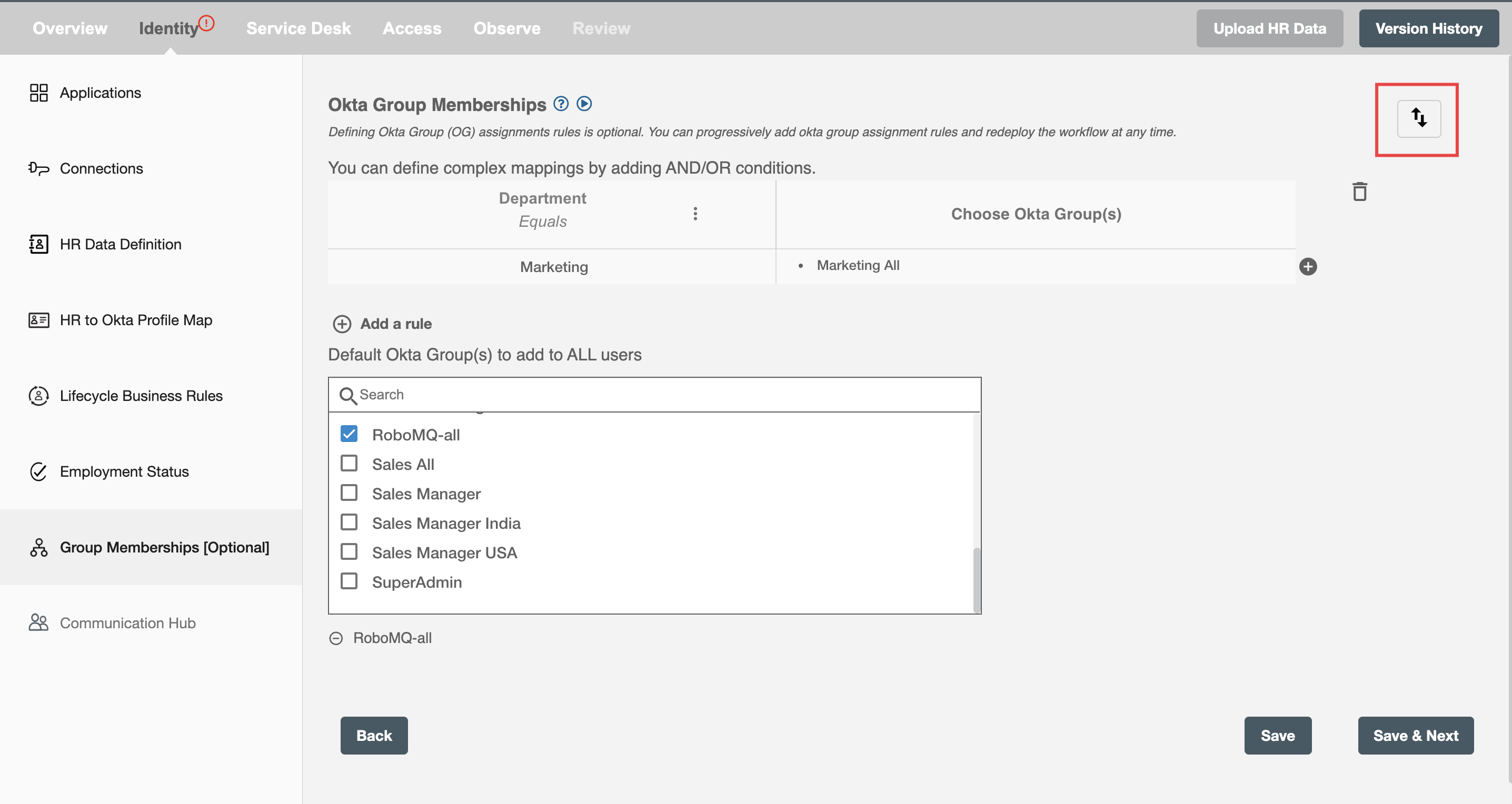 Import/Export button to import or export file