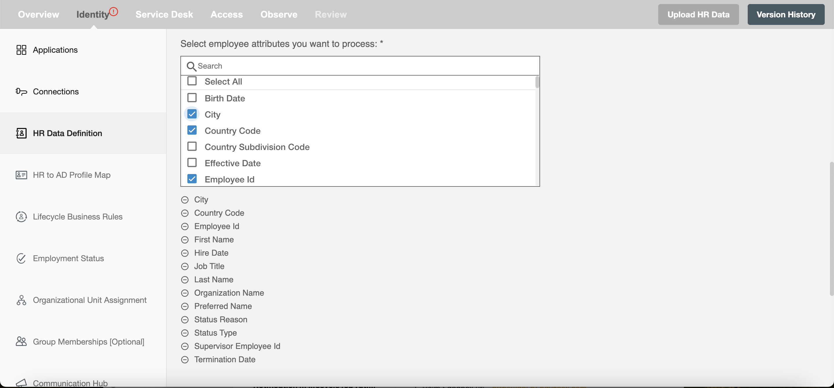 Paychex Employee Attributes