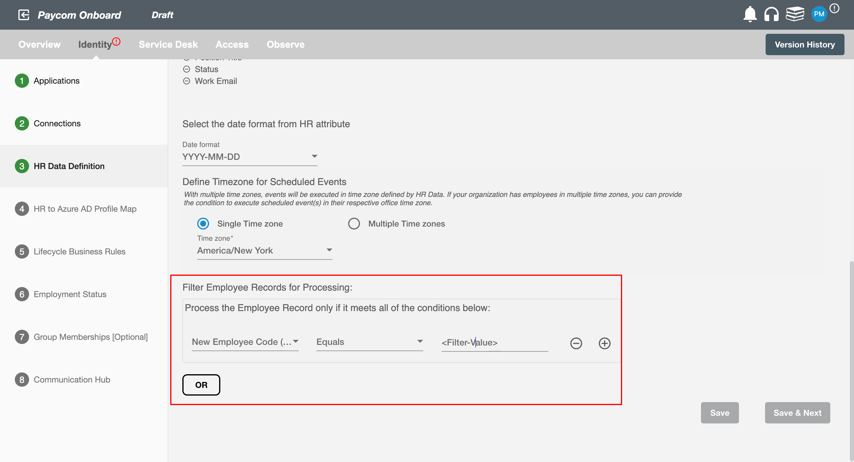 Event Filtering for Paycom Data