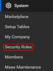 Select Security Role