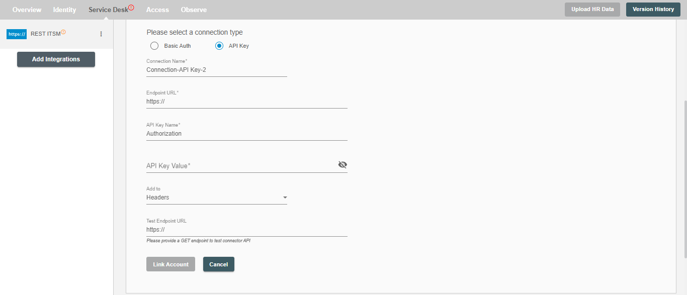 REST Connector API Key Authentication