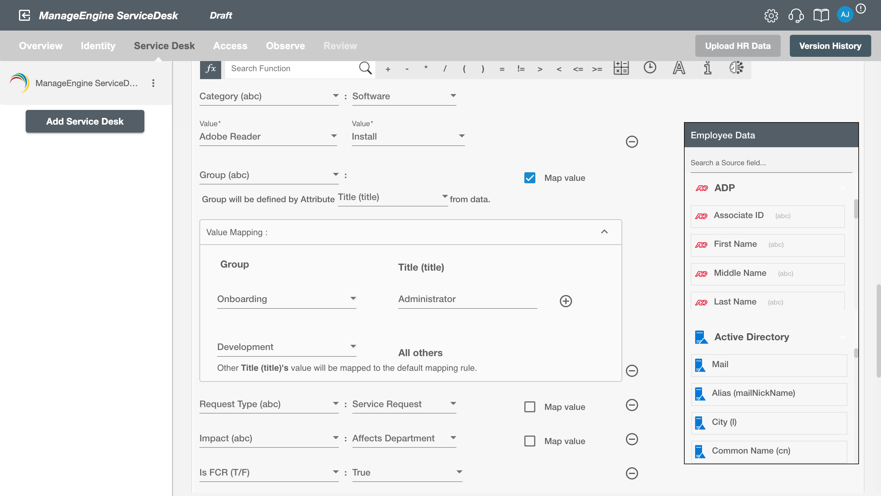 ManageEngine Configure Request