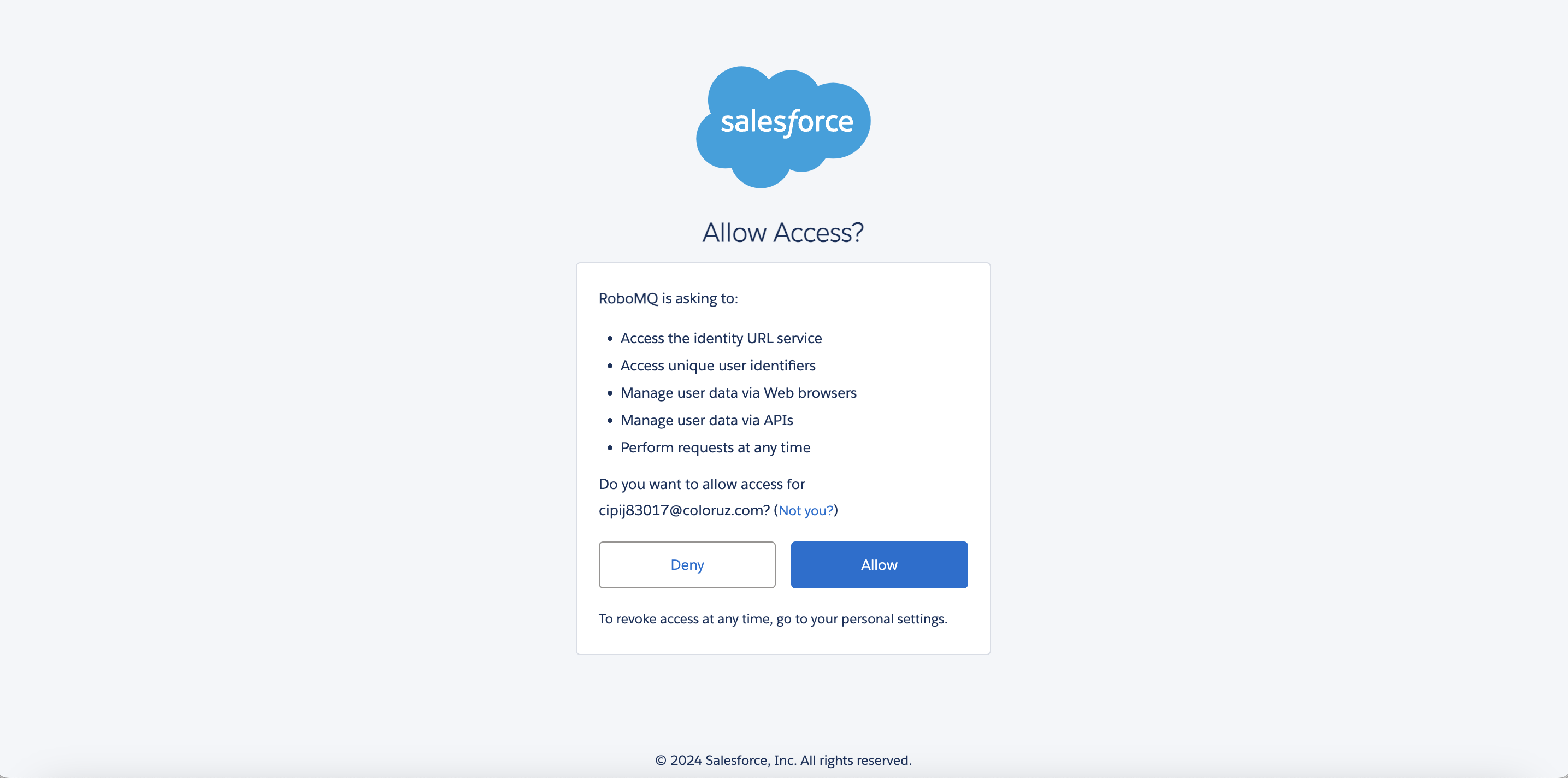 Salesforce Requested Permission