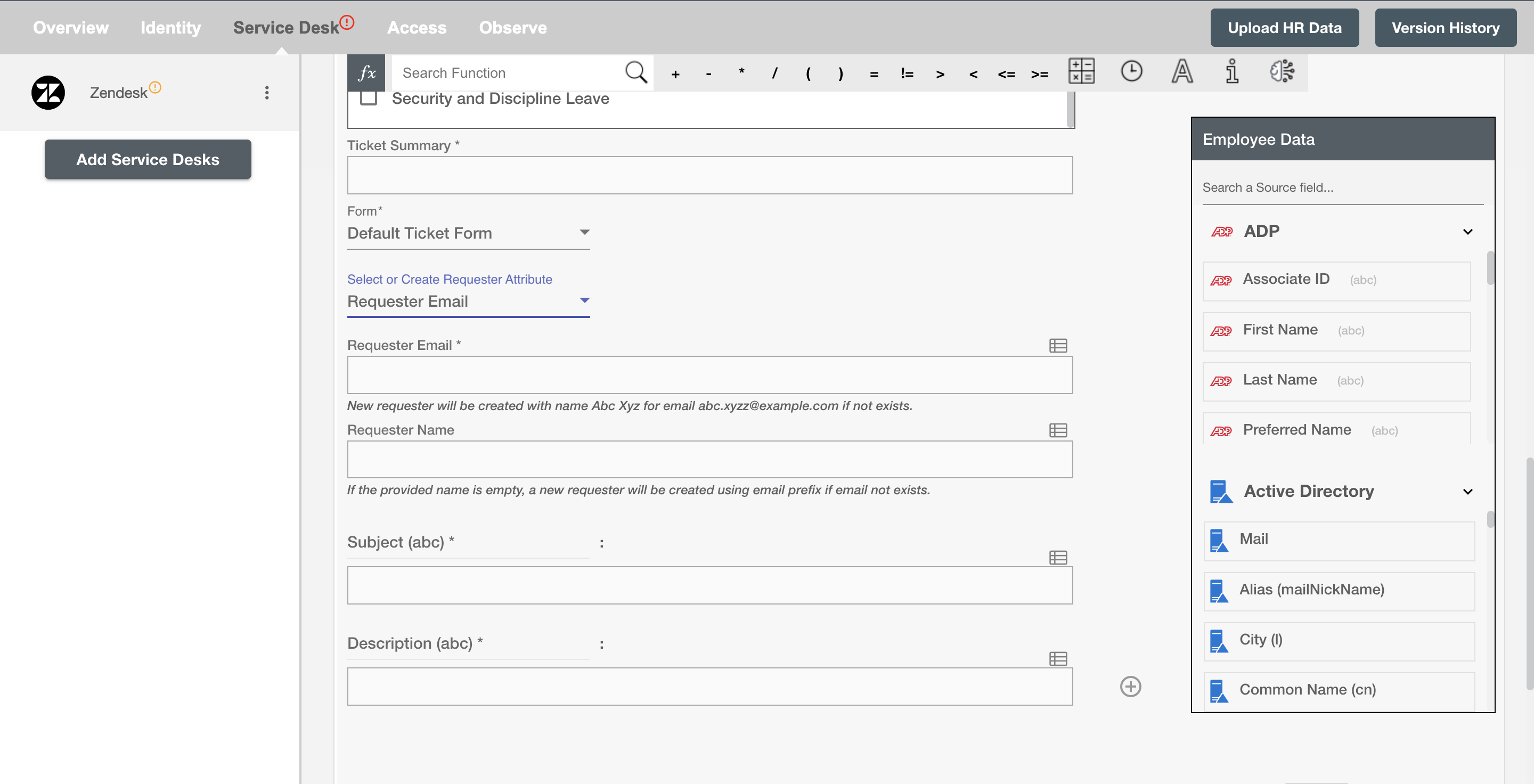 Zendesk Configure Request