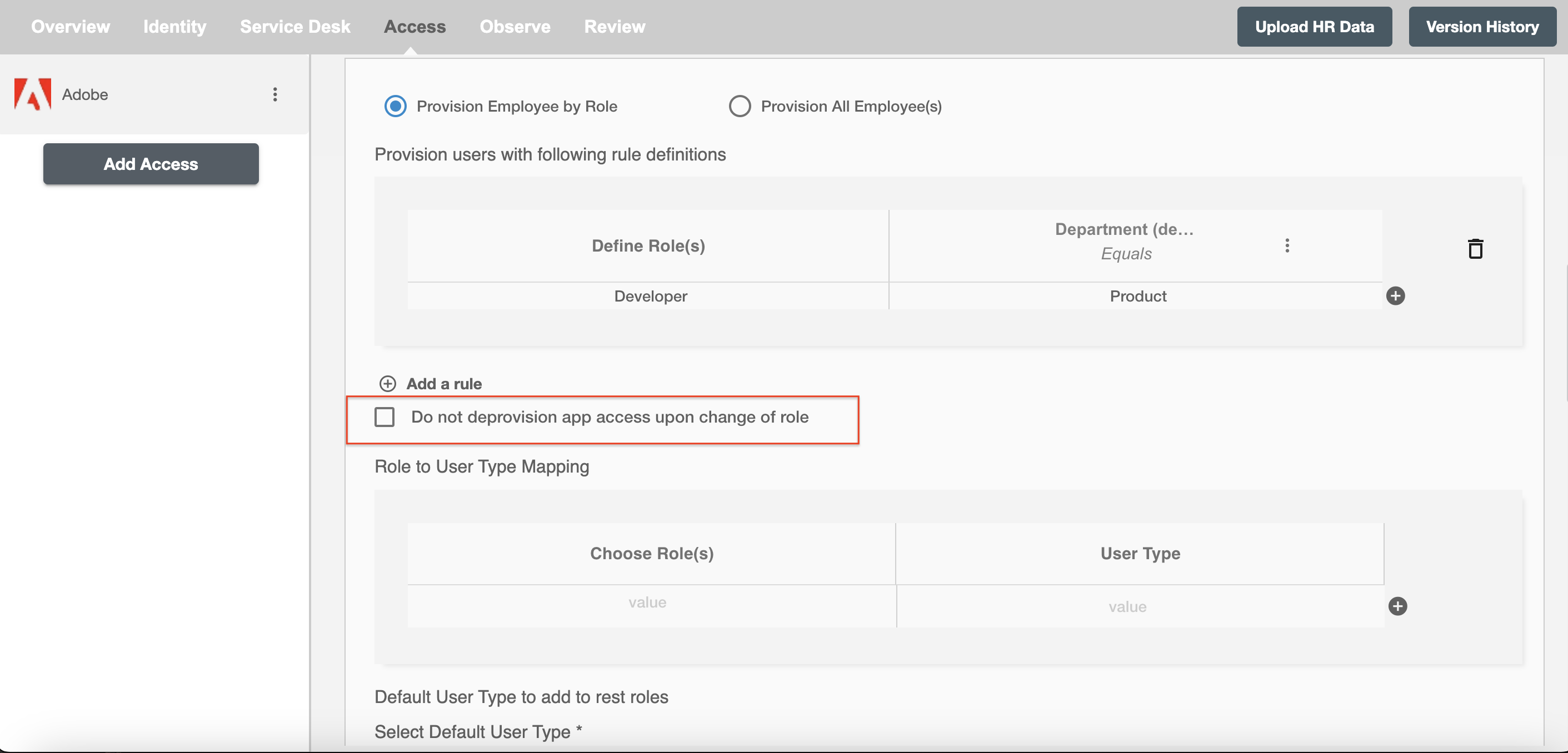 Adobe  ScimManager checkbox