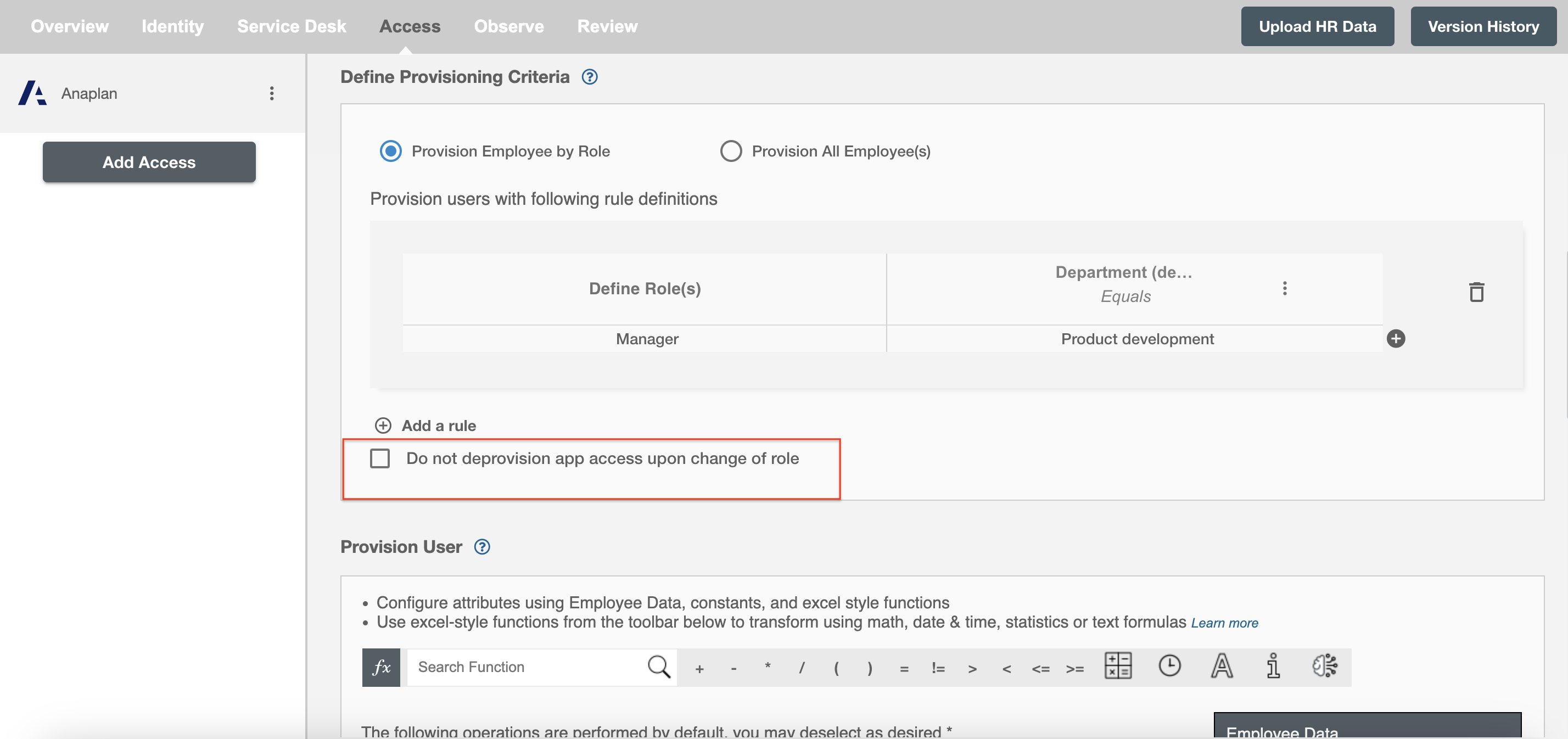 Anaplan ScimManager checkbox