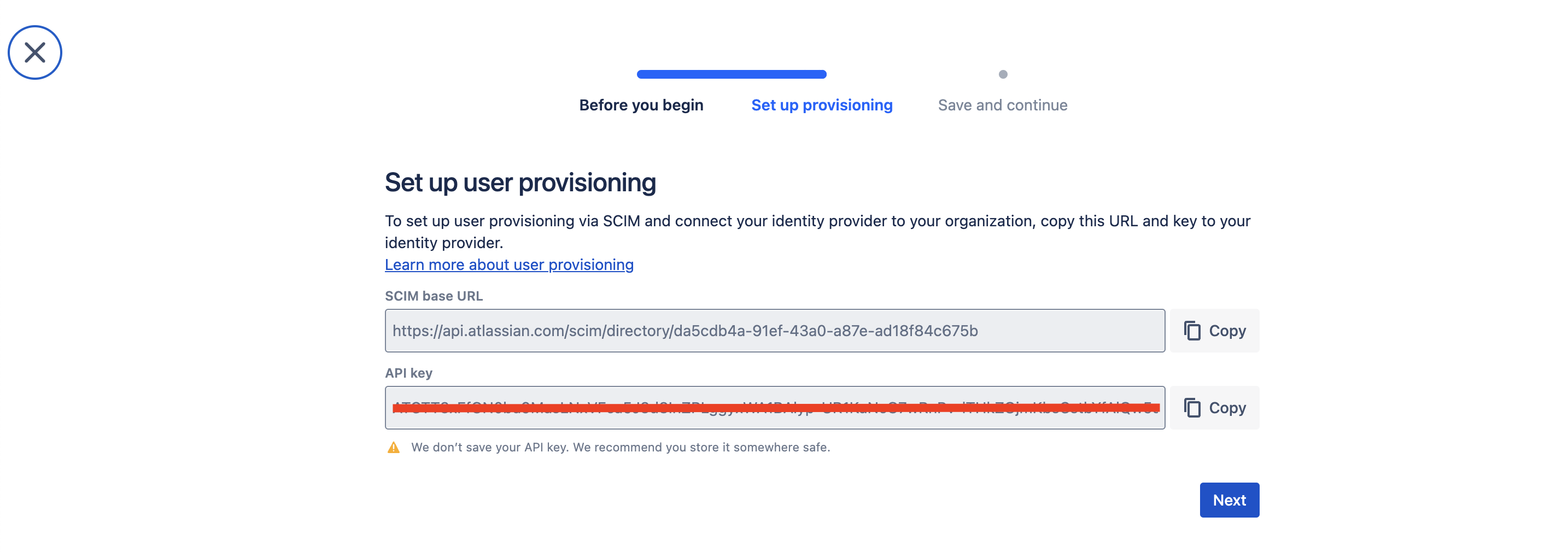 API Key and Directory ID