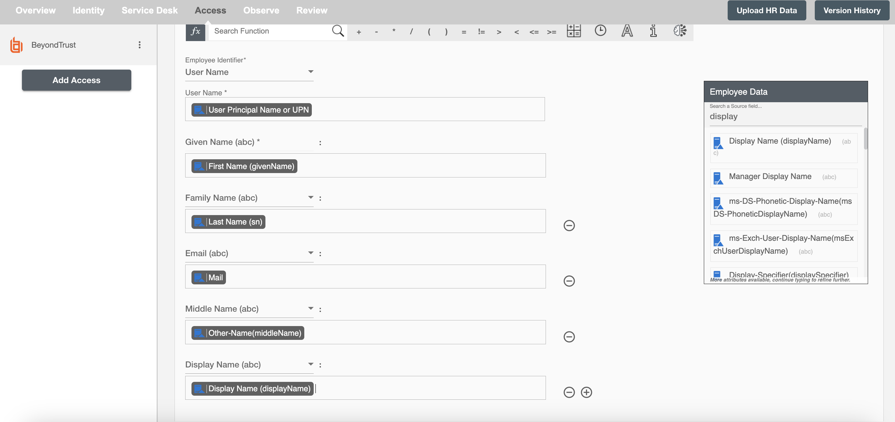 BeyondTrust Form Attributes